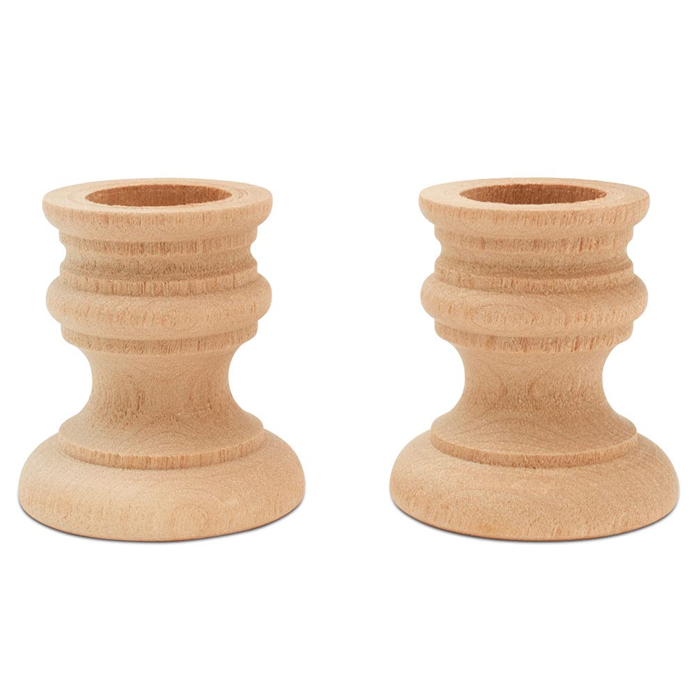 Unfinished Wood Country Candle Cups - 1-7/8 Inch with 7/8 Inch Taper Candle Hole - Pack of 25 - Rustic Home Decor for Weddings, Parties & Holiday Centerpieces - by Woodpeckers