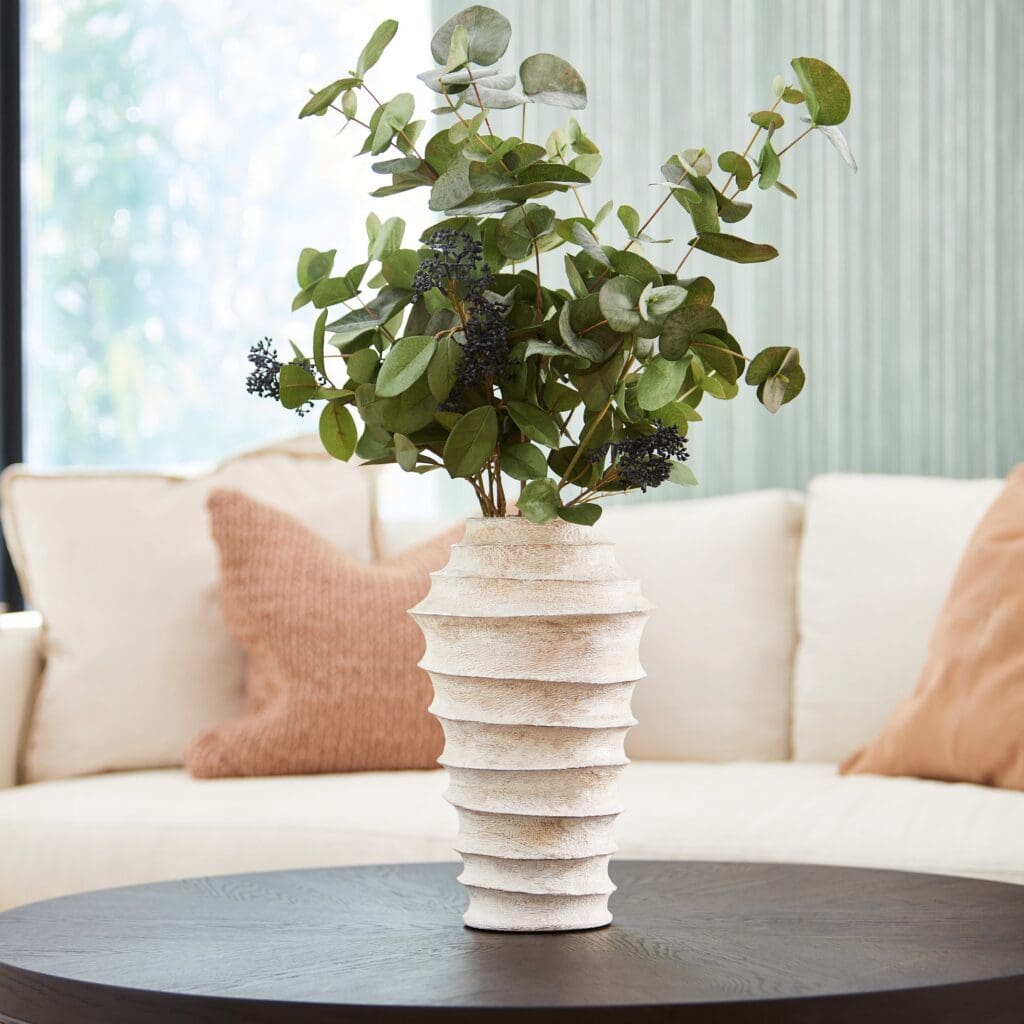 Cyan Design 10725 Giorgio Vase - Whitewashed Medium Ceramic Vase for Home Decor, Wedding Centerpiece & Farmhouse Style Interior Design