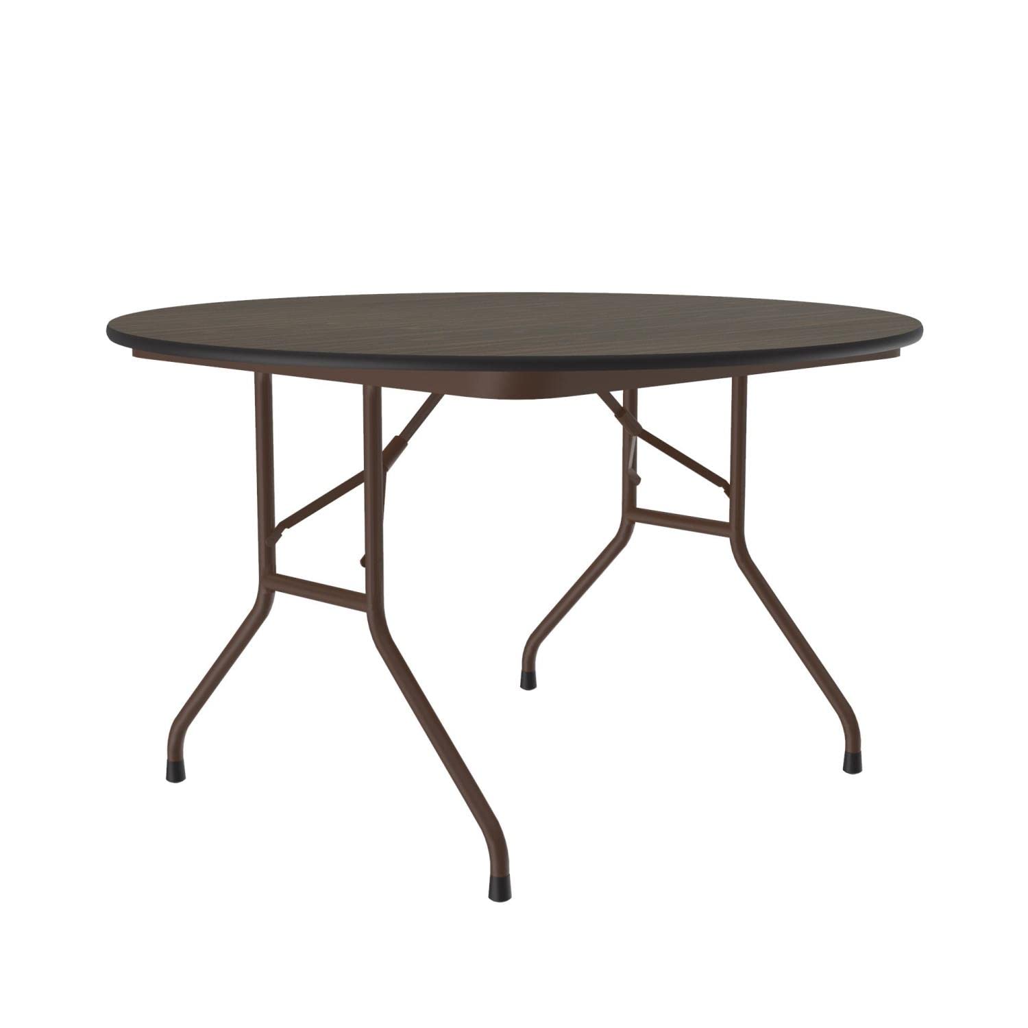 Correll CF48PX 01 48-Inch Round Commercial Folding Table - High Pressure Laminate Walnut Top, Heavy Duty for Office, Conference, Events & Catering