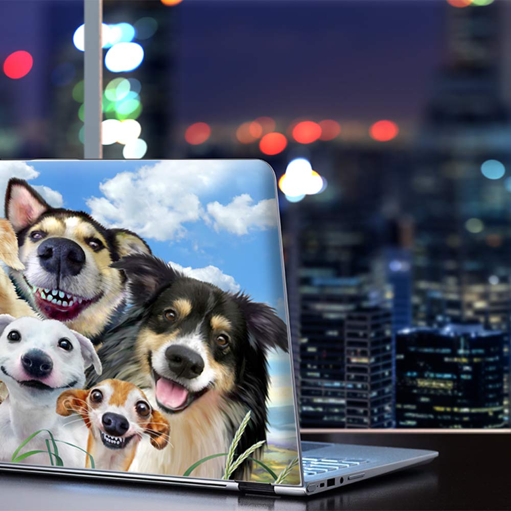 Custom 14-inch Selfie Dog Smile Laptop Skin Vinyl Sticker Cover - Fits HP, Lenovo, Apple Mac, Dell, Compaq & Acer | Perfect for Personalizing Your Work & School Laptops