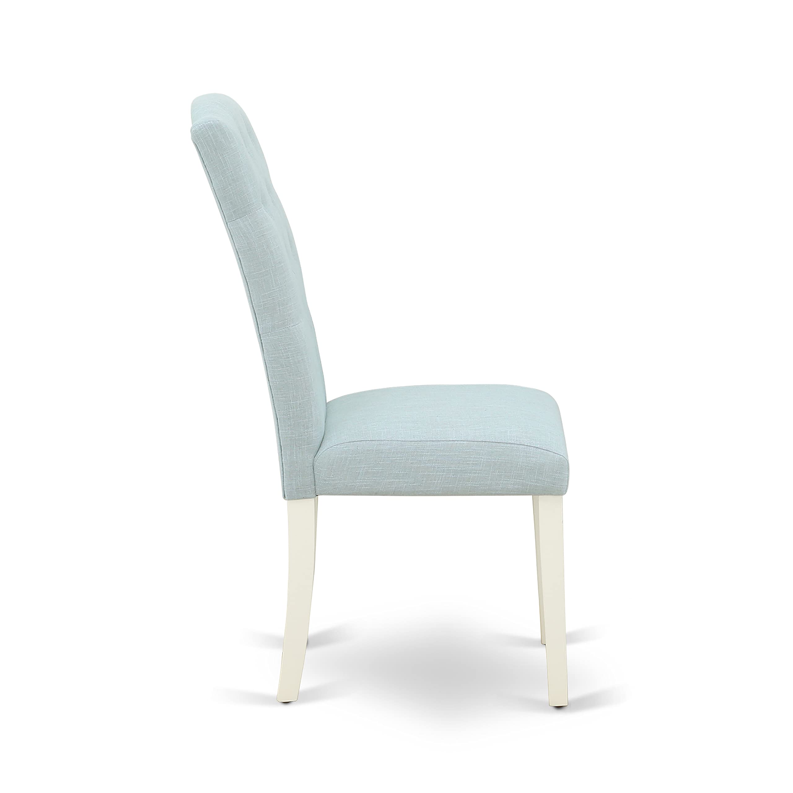 East West Furniture X077CE215-5 5-Piece Dining Room Set - 40x72 Inch Rectangle Kitchen Table with X-Legs & 4 Baby Blue Linen Fabric Chairs - Modern 4-Seater Dining Table Set for Small Spaces, Kitchens, Breakfast Nooks & Apartments