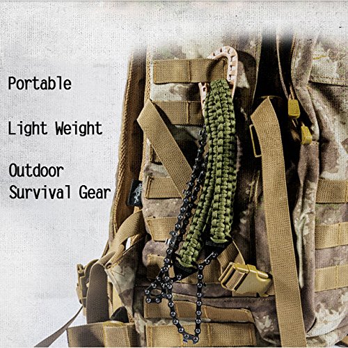 24-Inch Pocket Chainsaw with Paracord Handle - 11 Teeth Folding Hand Saw for Fast Wood & Tree Cutting - Best Survival Gear for Camping, Backpacking, Hiking & Hunting - Perfect for Outdoor Adventures and Emergency Preparedness