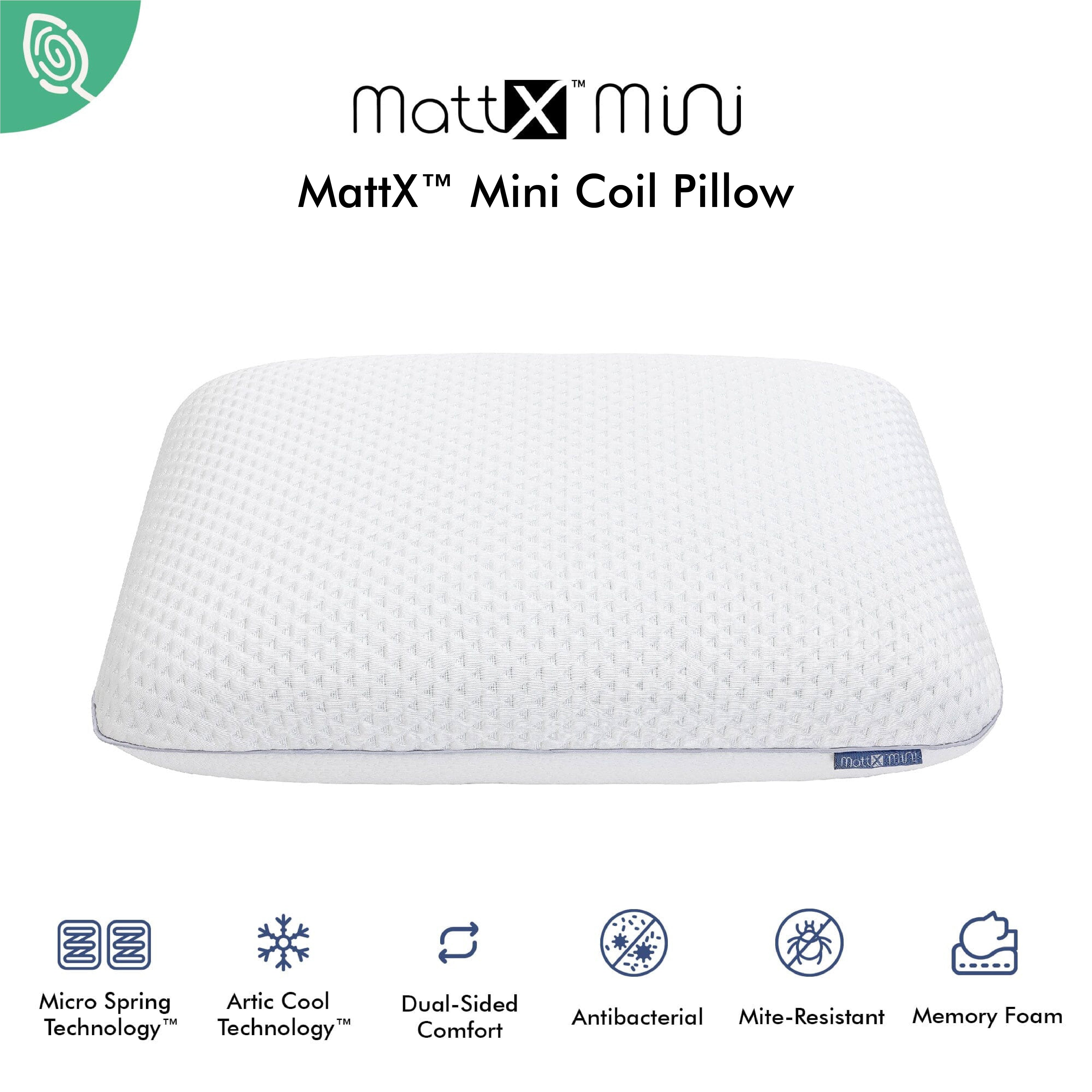 MattX™ Mini Coil Pillow - Ultra Soft Travel Neck Support Pillow for Airplane, Car & Office Use - Ergonomic Memory Foam Neck Pillow for Side Sleepers & Back Pain Relief