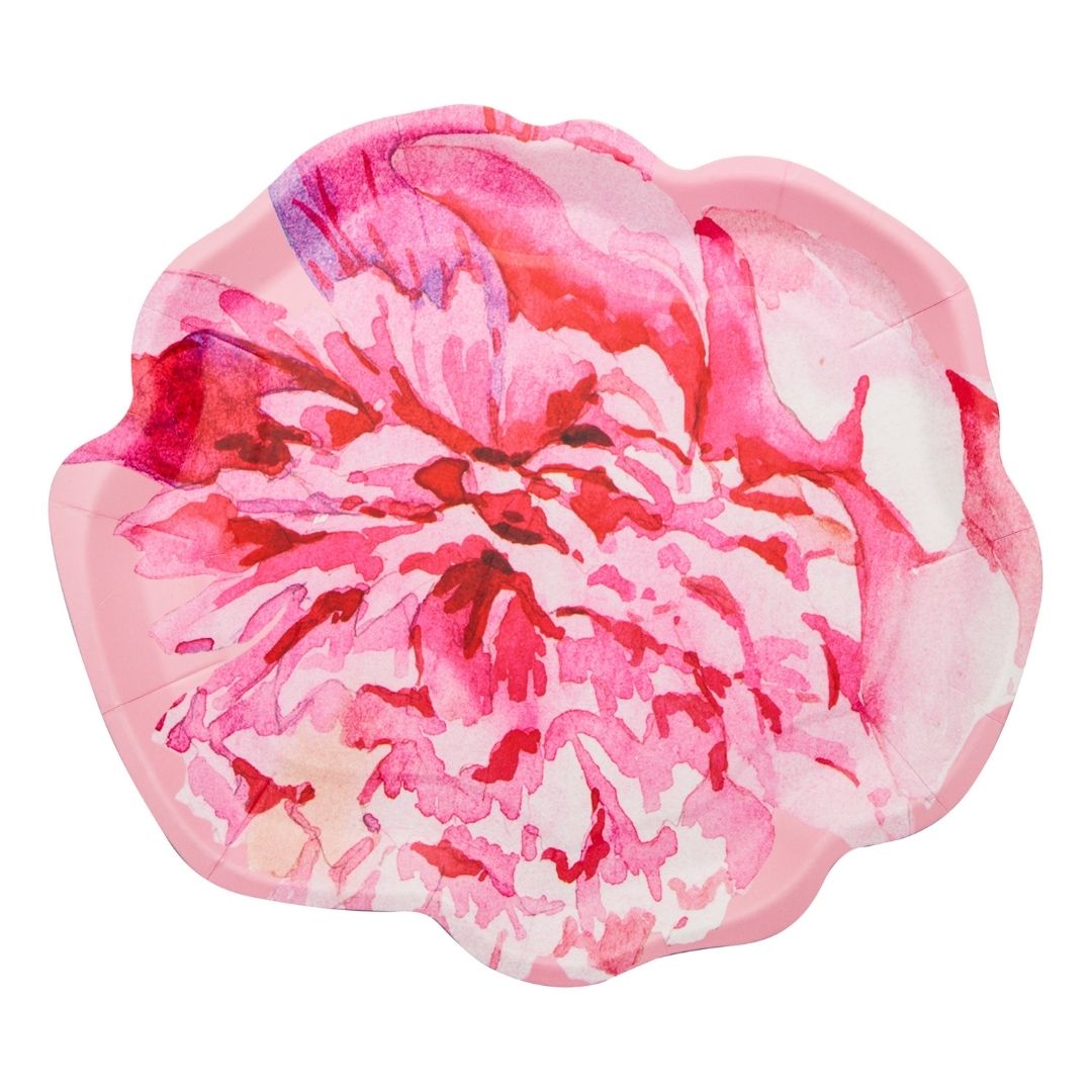 Pink Peony Salad Plates Set of 8 - Elegant Floral Dinnerware for Parties, Weddings & Home Decor