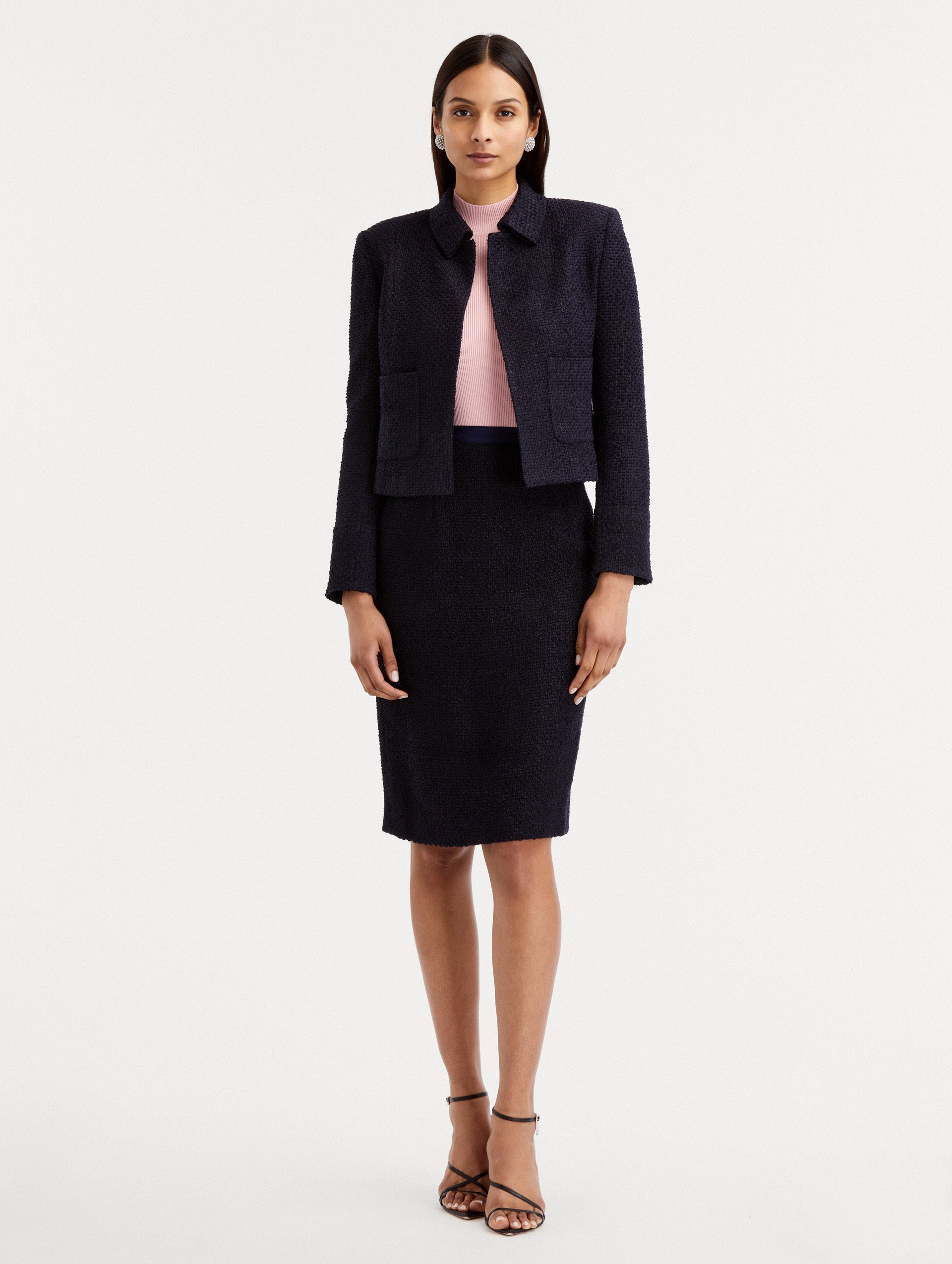 Elegant Boucle Tweed Pencil Skirt for Women - High Waist Office Work Skirt - Perfect for Business, Cocktail Parties & Formal Events