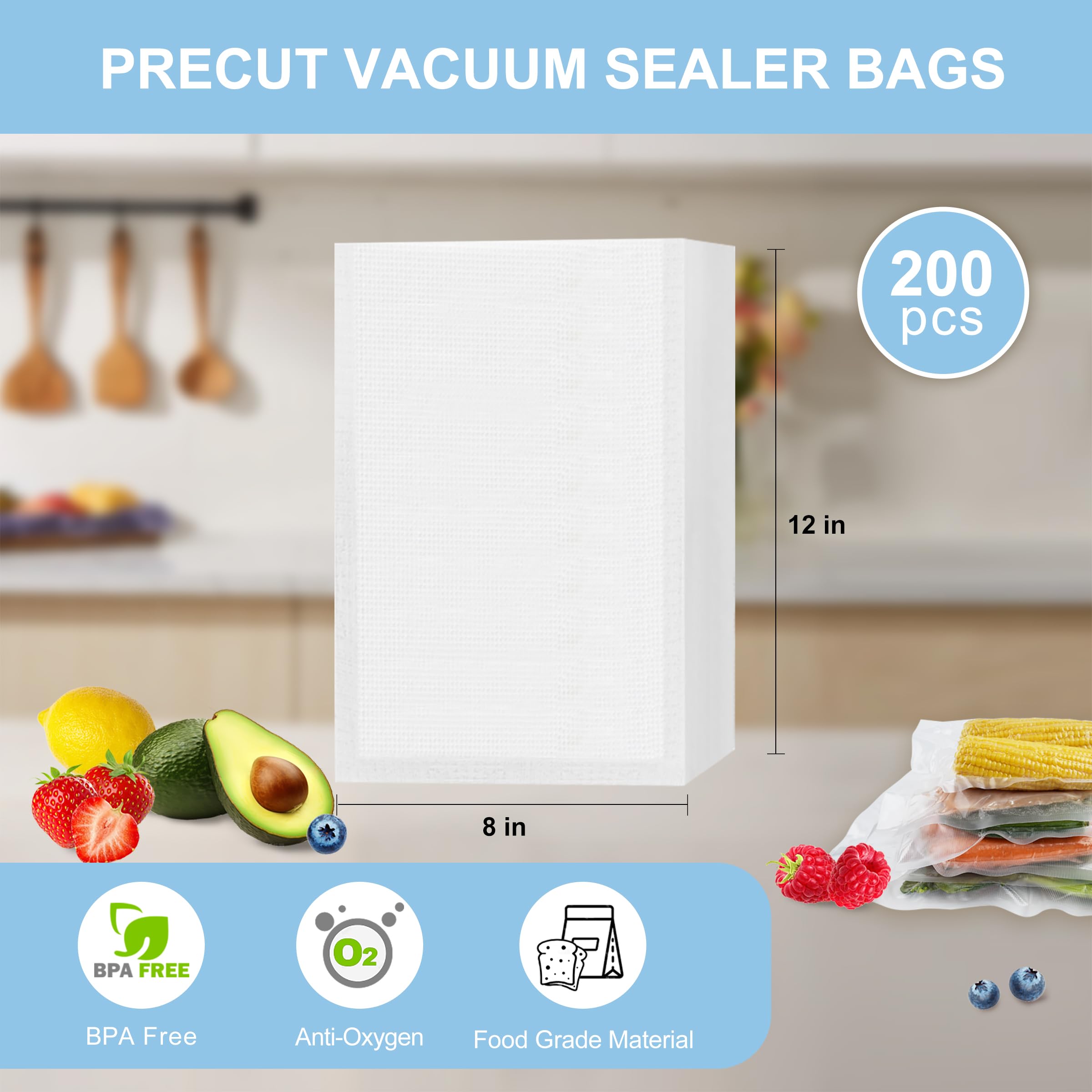 200pcs Vacuum Sealer Bags 8