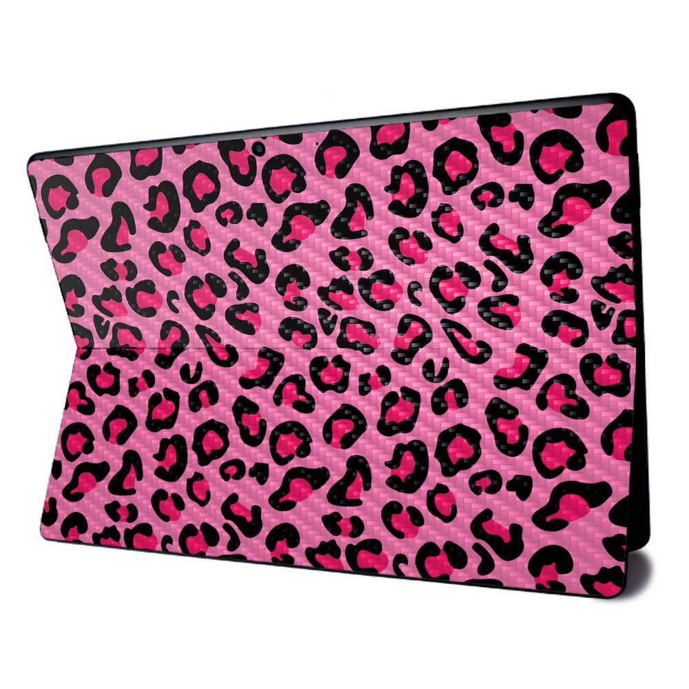MightySkins Carbon Fiber Skin for Microsoft Surface Pro X - Pink Leopard Design | Textured Protective Cover | Easy to Apply & Remove | Made in USA | Perfect for Work, Travel & Personalization