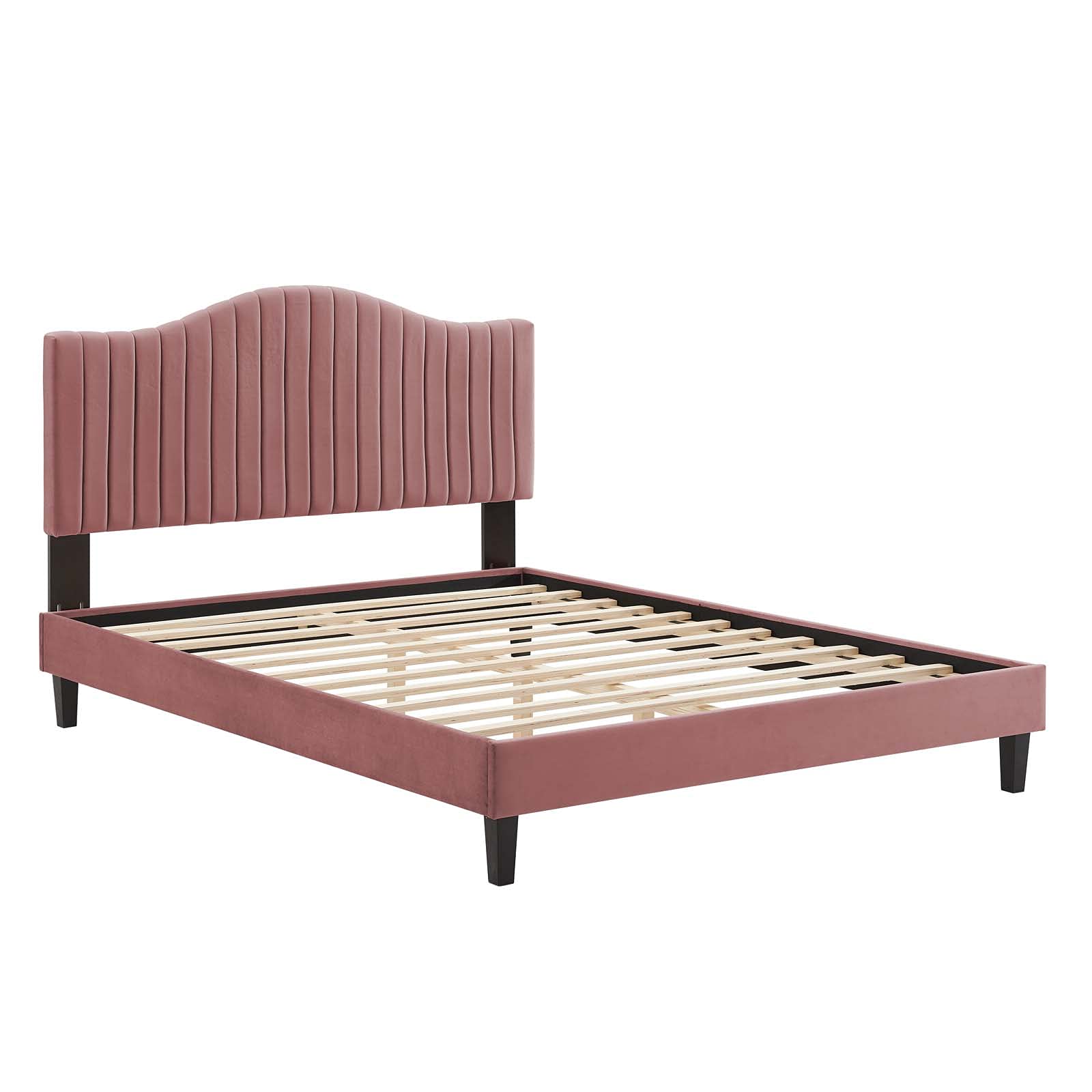 Modway Juniper Full Size Platform Bed Frame in Dusty Rose - Modern Minimalist Bedroom Furniture for Small Spaces & Guest Rooms