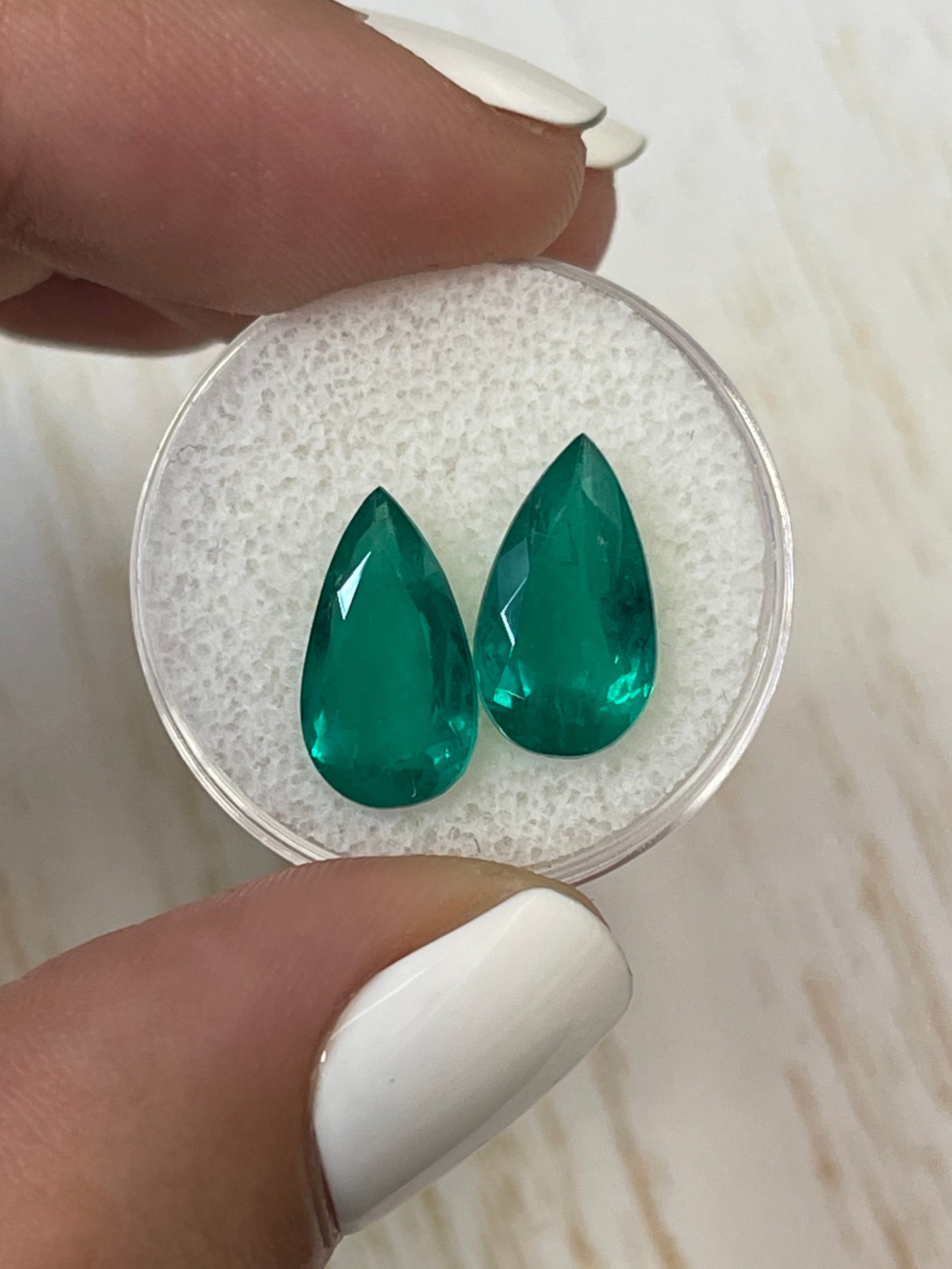 5.85tcw 14x8 AAA Certified Matching Loose Colombian Emeralds Pear Cut - Premium Gemstones for Jewelry Making, Engagement Rings & Luxury Gifts