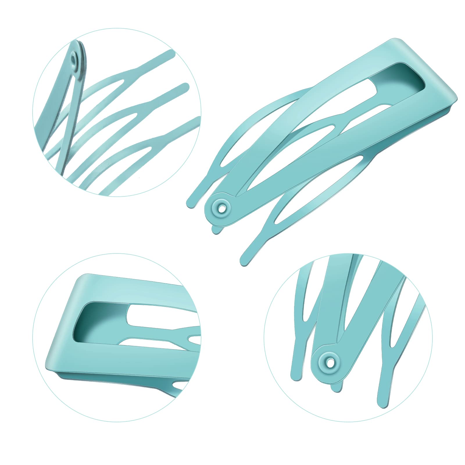 24 Pcs Double Grip Hair Clips - Metal Snap Barrettes for Women, Salon Hair Styling Supplies (Light Blue, 2 Inch) - Perfect for Braiding, Updos & DIY Hair Accessories