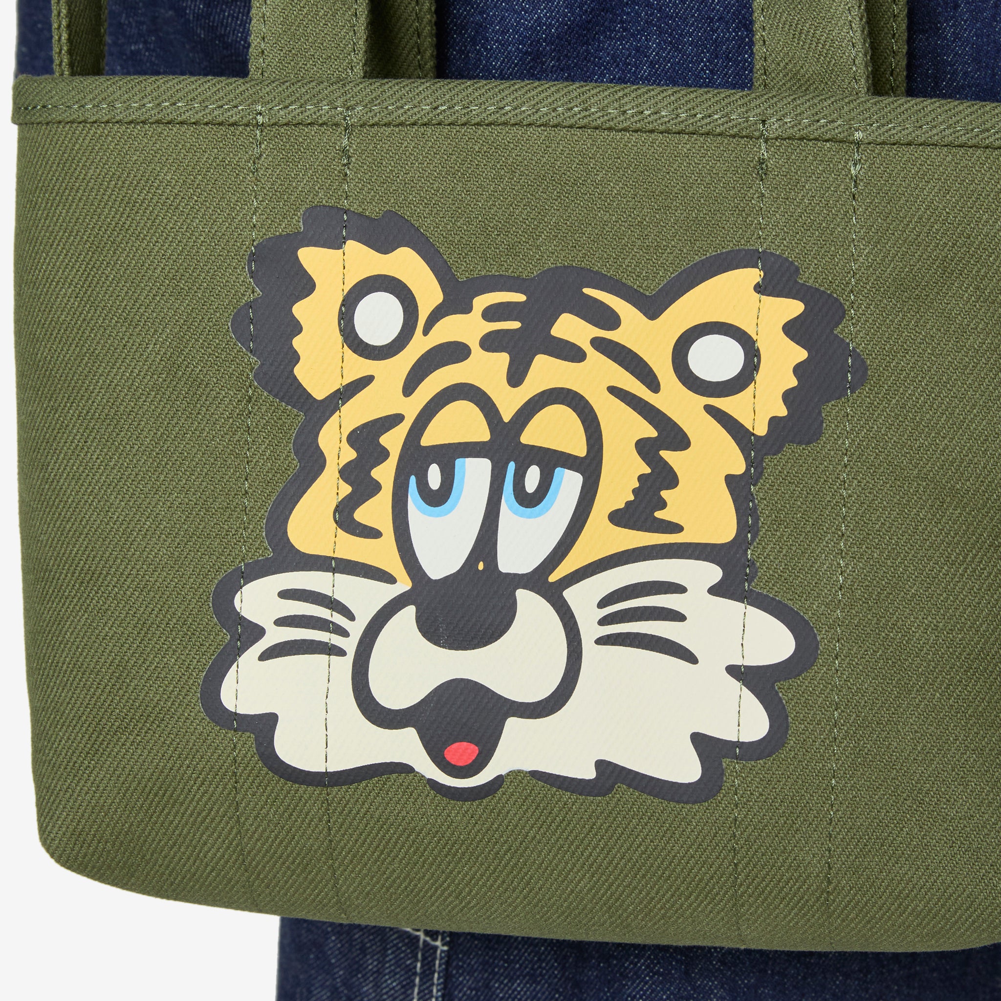 KENZO VERDY MARKET Small Reversible Tote Bag in Khaki | Fashionable Unisex Shoulder Bag for Shopping, Beach & Daily Use