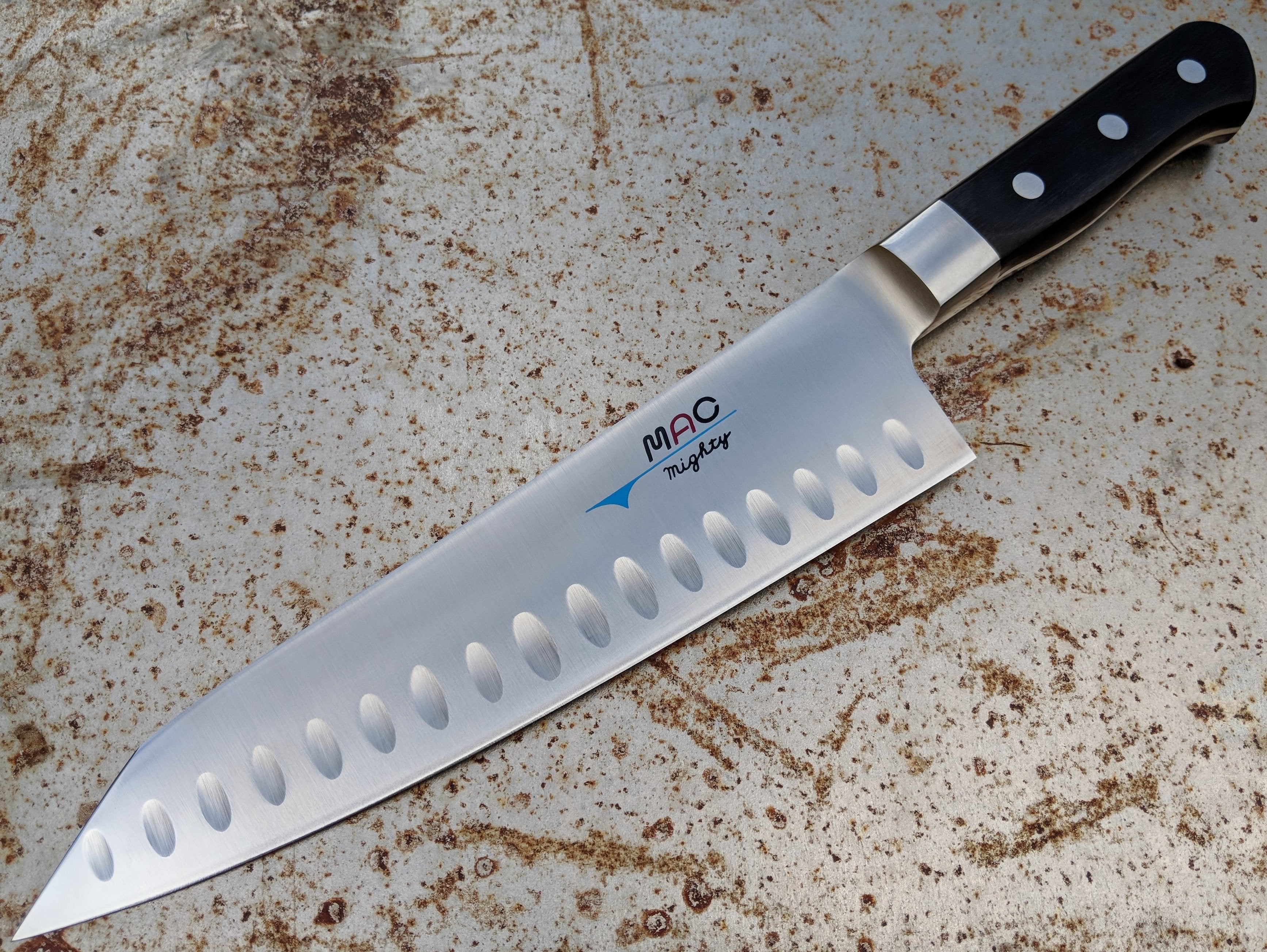 Open Box MAC Mighty 200 Chef Knife (MTH 80) with Custom KTIP - Professional Japanese Kitchen Knife for Home Cooks & Chefs - Perfect for Slicing, Dicing & Chopping Vegetables, Meat & Fish