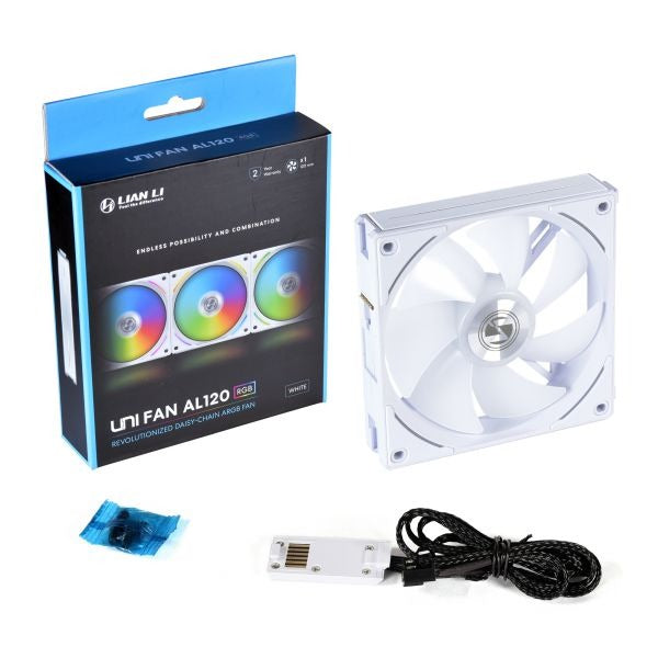 Lian Li UNI FAN AL120 Single Pack - 120mm RGB PWM PC Case Fan - Black/White - High Airflow & Quiet Cooling - Perfect for Gaming PCs & Custom Builds