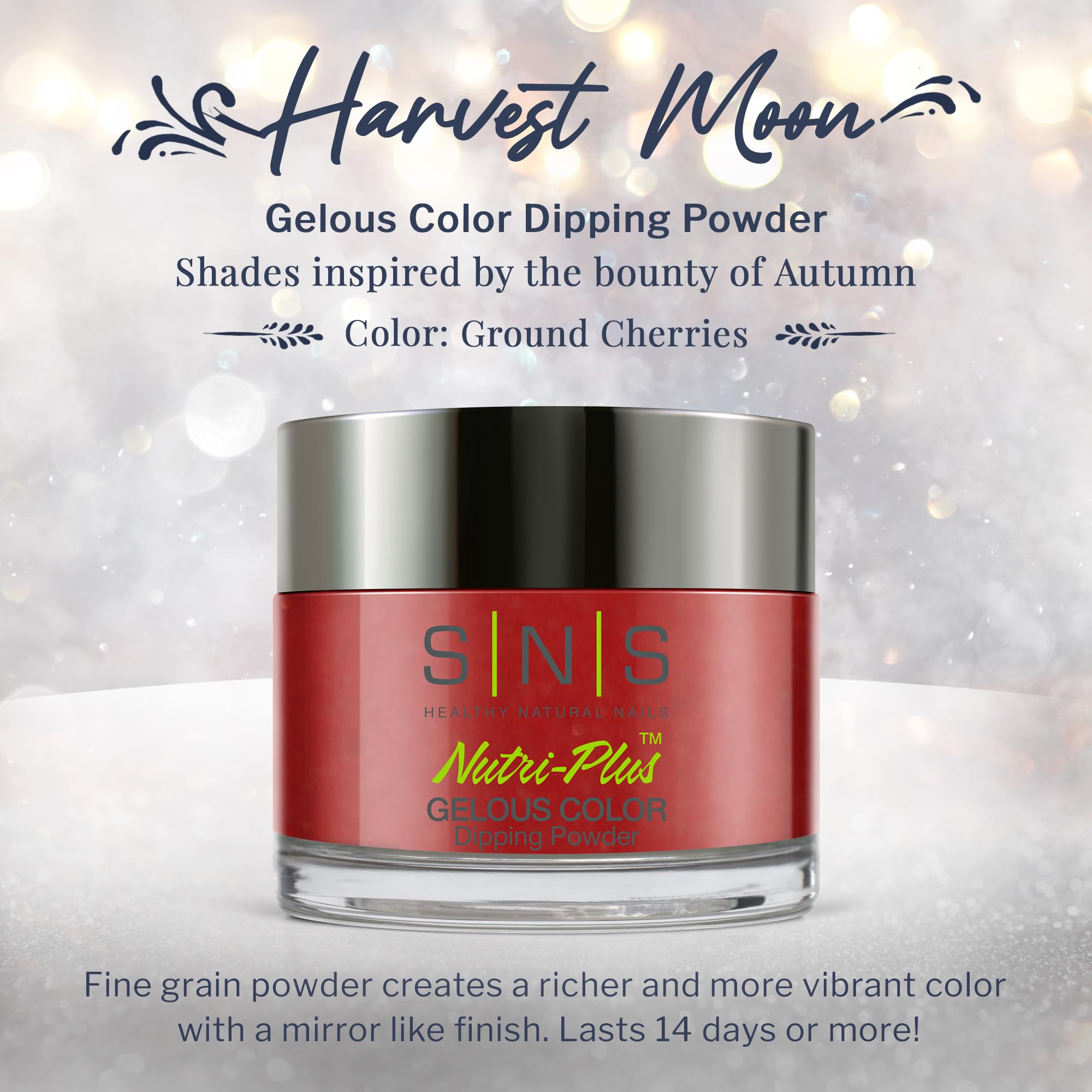 SNS Nail Dip Powder - Gelous Color Dipping Powder in Ground Cherries (Red Shimmer) - Long-Lasting 14-Day Wear Dip Nail Polish - Low Odor, No UV Lamp Needed - 1oz - Perfect for Salon-Quality Manicures at Home & Professional Nail Art Designs