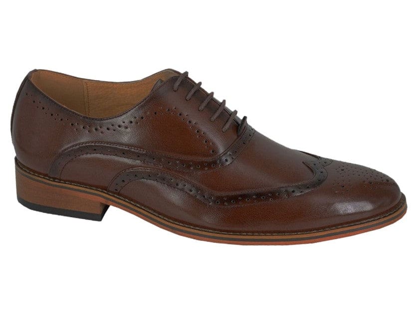 Goor Men's Brown 5-Eyelet Brogue Oxford Shoes - Classic Formal Dress Shoes for Business, Office & Wedding Occasions
