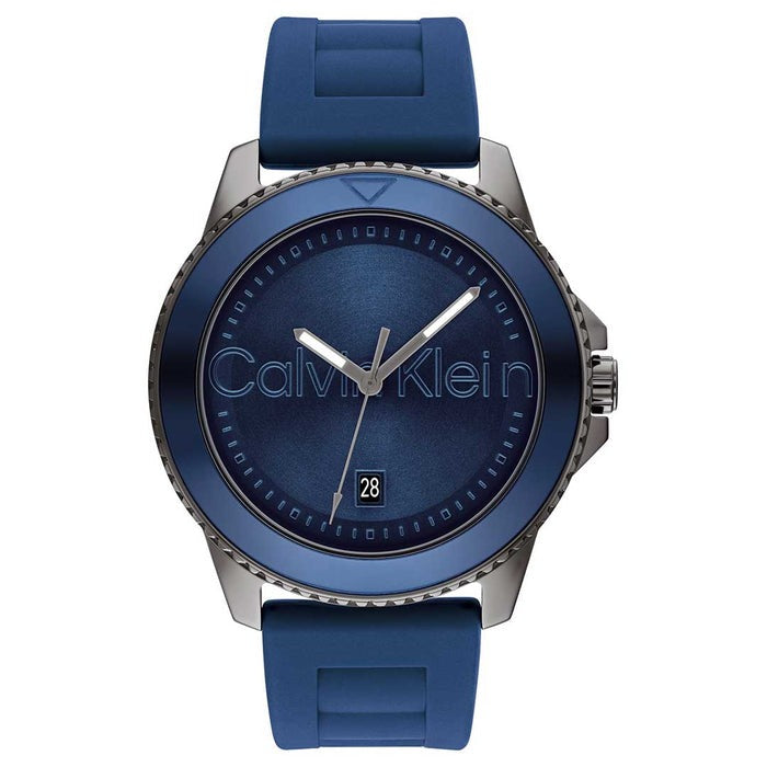 Calvin Klein Aqueous Blue Analog Silicone Watch 25200384 for Men - Stylish & Water-Resistant for Everyday Wear, Work & Casual Outfits