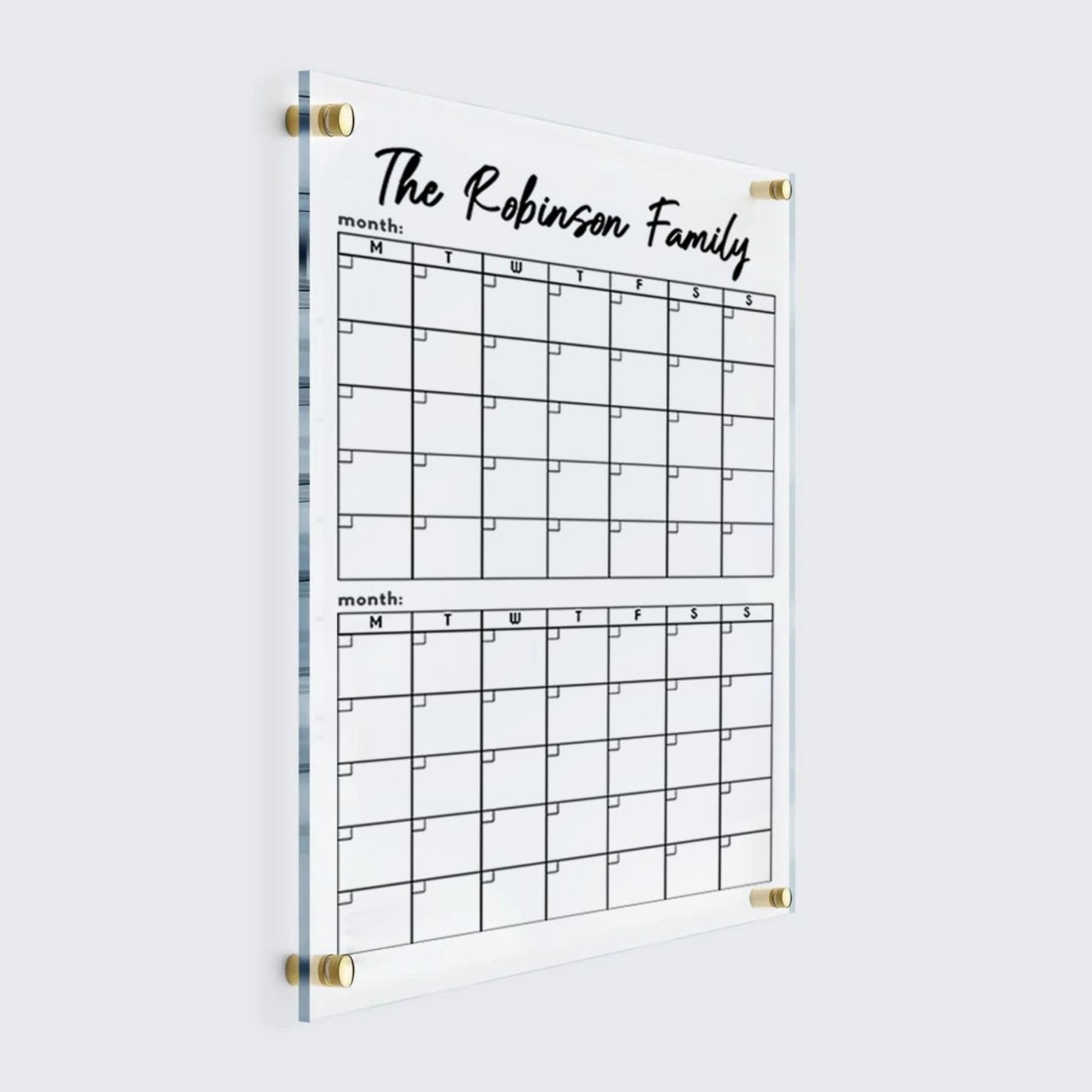 Personalized Dry Erase Wall Calendar 2025 - Two Month Vertical Planner (18