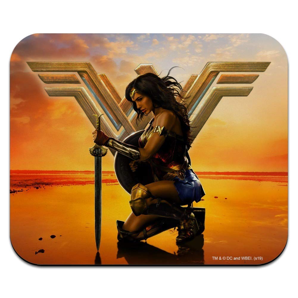 Wonder Woman Movie Poster Low Profile Thin Mouse Pad - Non-Slip Rubber Base for Gaming & Office Work - Perfect for DC Fans, Computer Desks & Workstations
