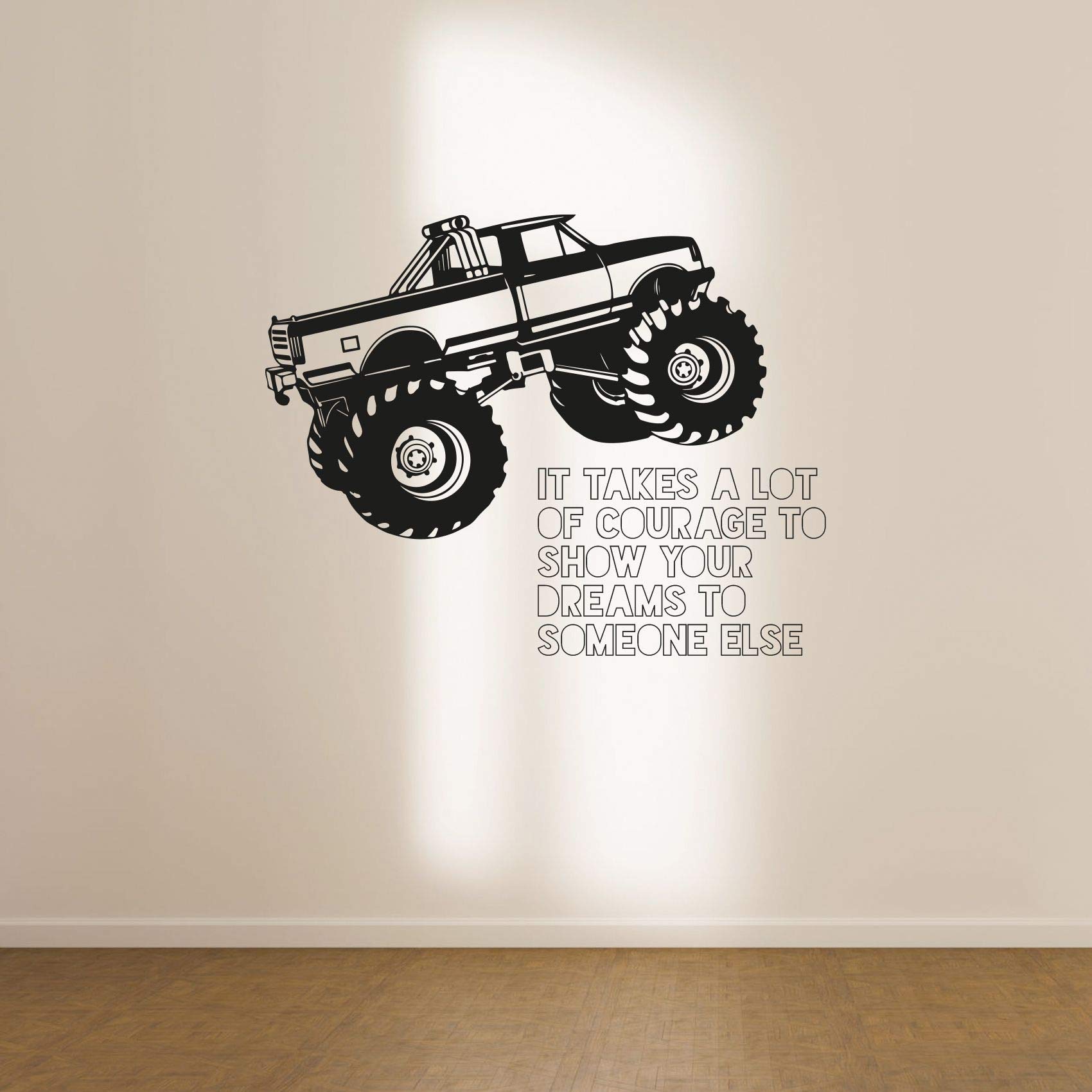 Monster Truck Toy Car Wall Decal - 40x40 Inch Vinyl Sticker Art for Kids Room, Bedroom, Nursery & Kindergarten - Fun Home Decor with Inspirational Quotes - Perfect for Boys & Girls Room Decor