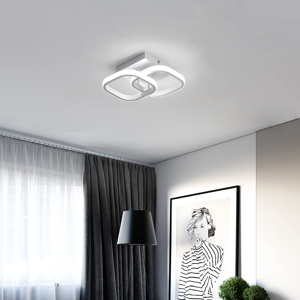 9 Inch Square LED Ceiling Light - Modern White Acrylic Hallway Lighting for Bedroom, Bathroom, Kitchen, Balcony & Stairway (Cool White) | Energy Efficient & Easy Installation for Home & Office Spaces