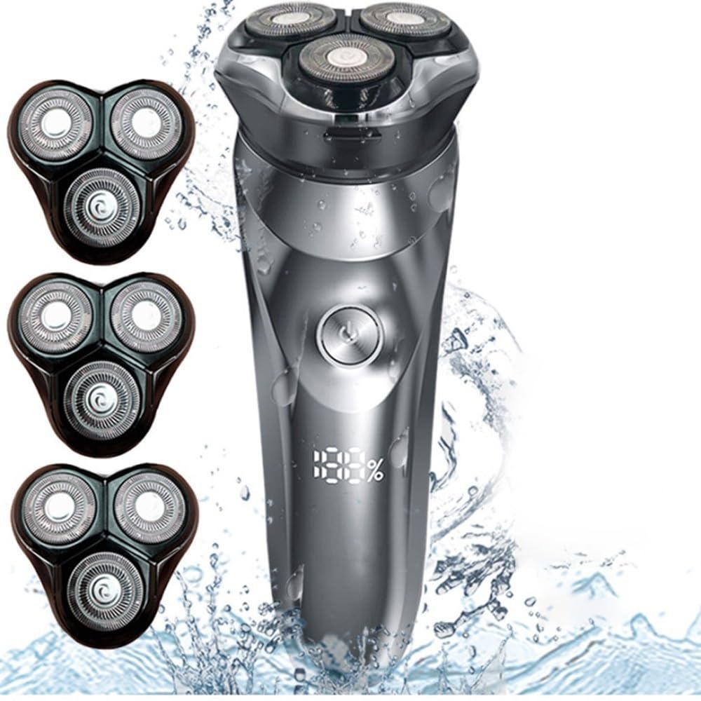 Professional Electric Head Shaver for Men - 3-in-1 Beard Trimmer & Shaving Machine with 3 Precision Cutter Heads - Perfect for Bald Head Shaving, Facial Hair Grooming & Travel Use