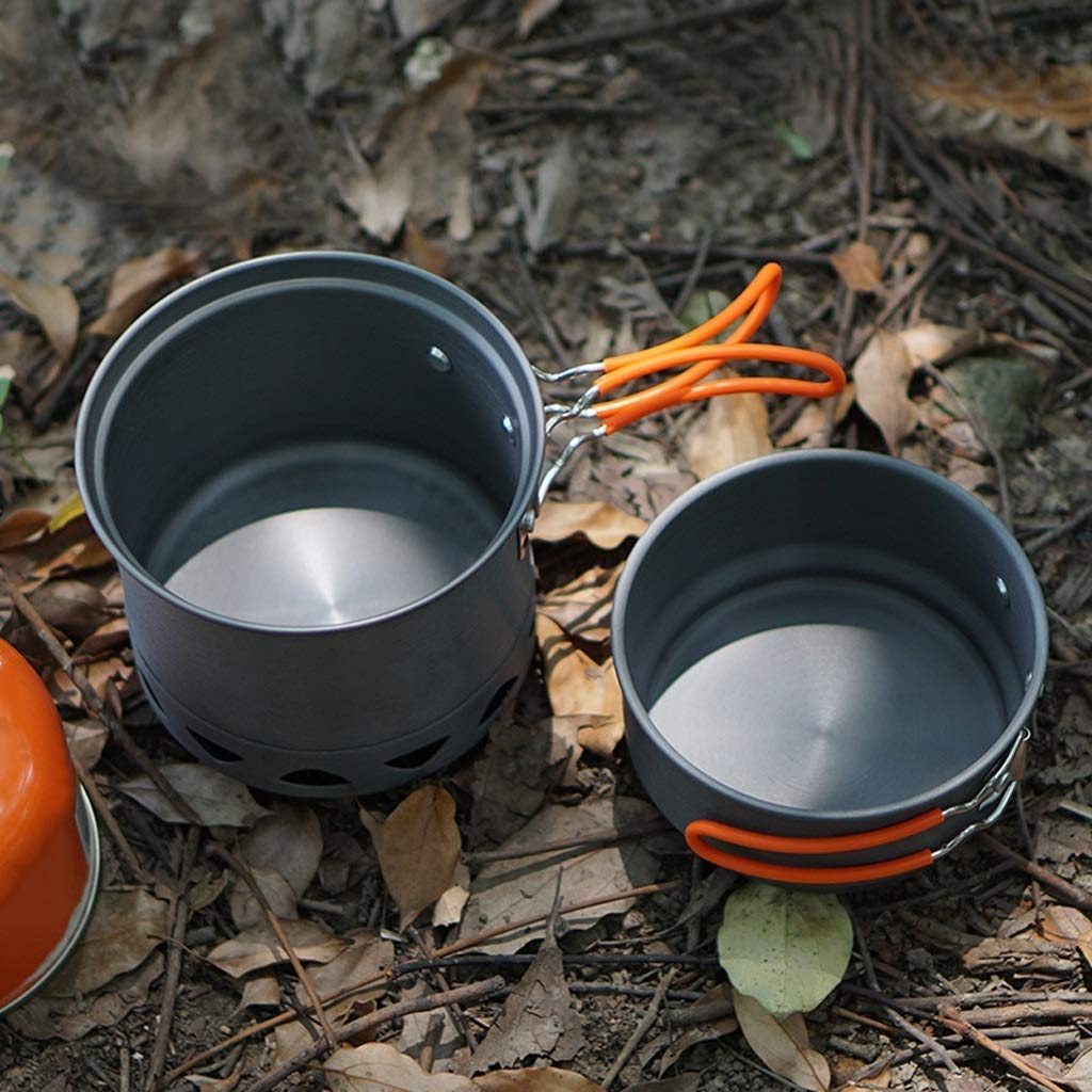 ZAIHW Portable 2-3 Person Outdoor Camping Cookware Set - Lightweight Aluminum Alloy Pot & Pan for Hiking, Picnic, Backpacking & Survival Gear - Perfect for Camp Cooking, RV Trips & Emergency Preparedness
