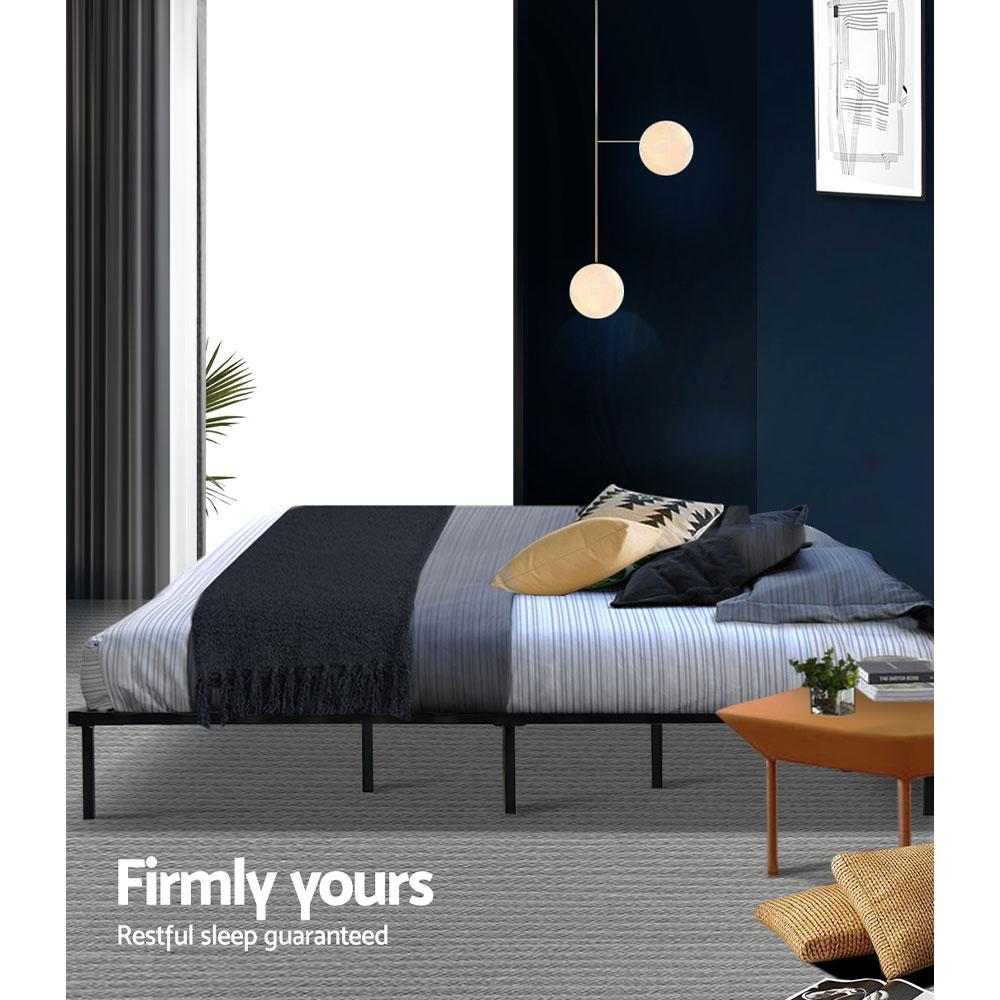 King Size Metal Bed Frame with Black Finish & Normay Pillow Top Medium Firm Mattress Set - Perfect for Master Bedroom, Guest Room, or Dormitory