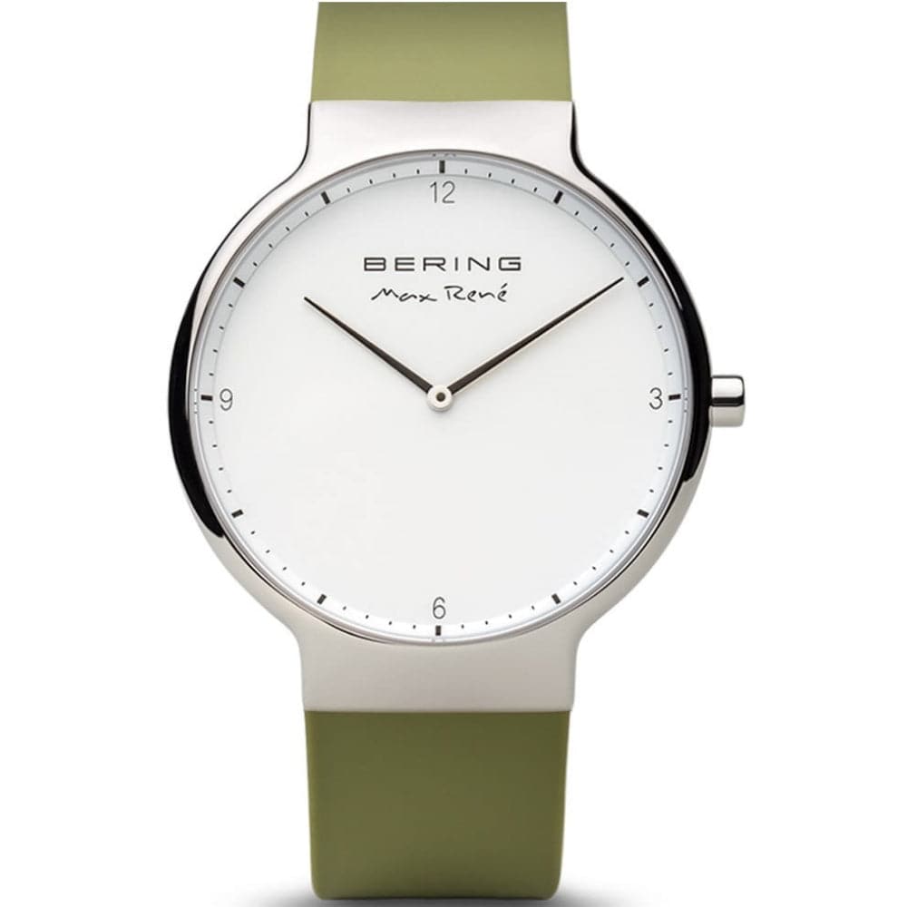 BERING Max Rene 15540-800 Green Silicone Men's Watch - Waterproof Sports Watch for Outdoor Activities & Casual Wear