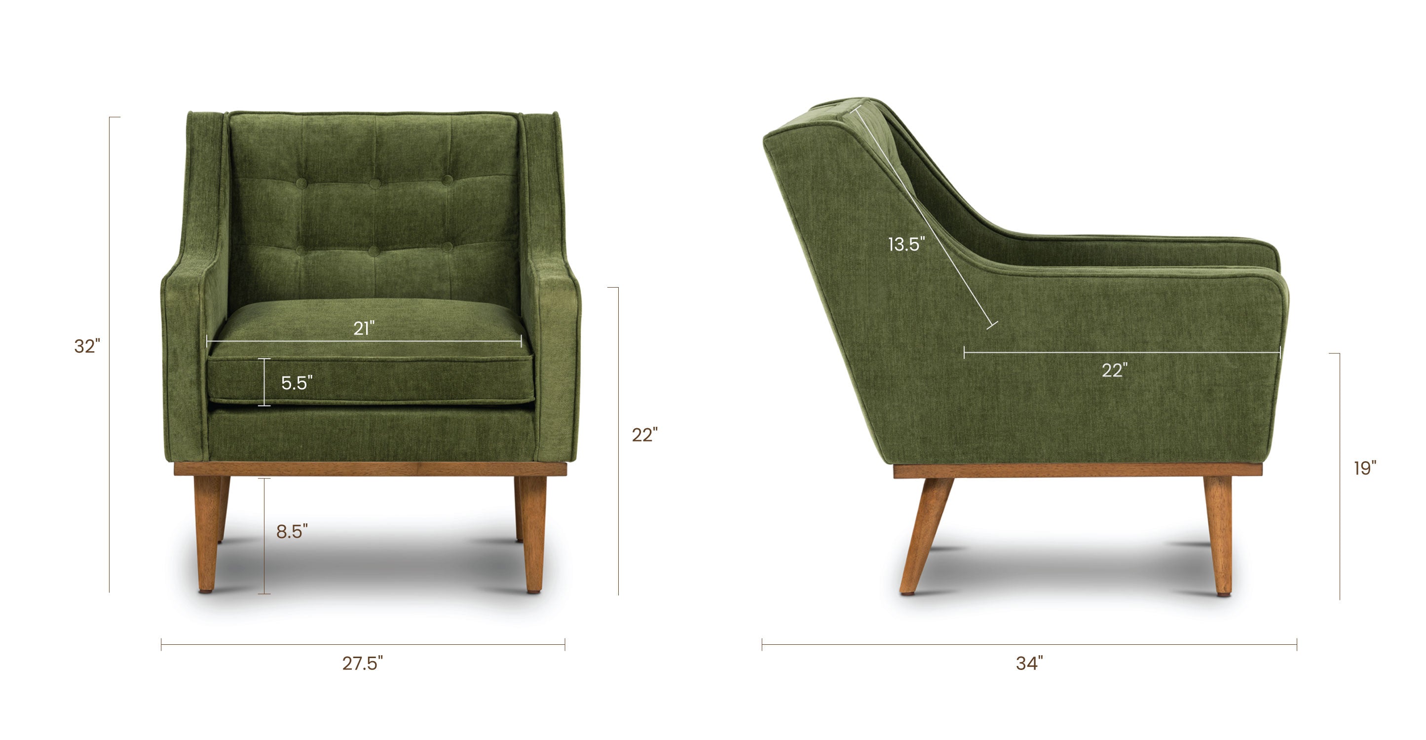 Gus Fabric Lounge Chair - Modern Comfortable Accent Chair for Living Room, Bedroom, or Office - Perfect for Relaxing, Reading, or Napping