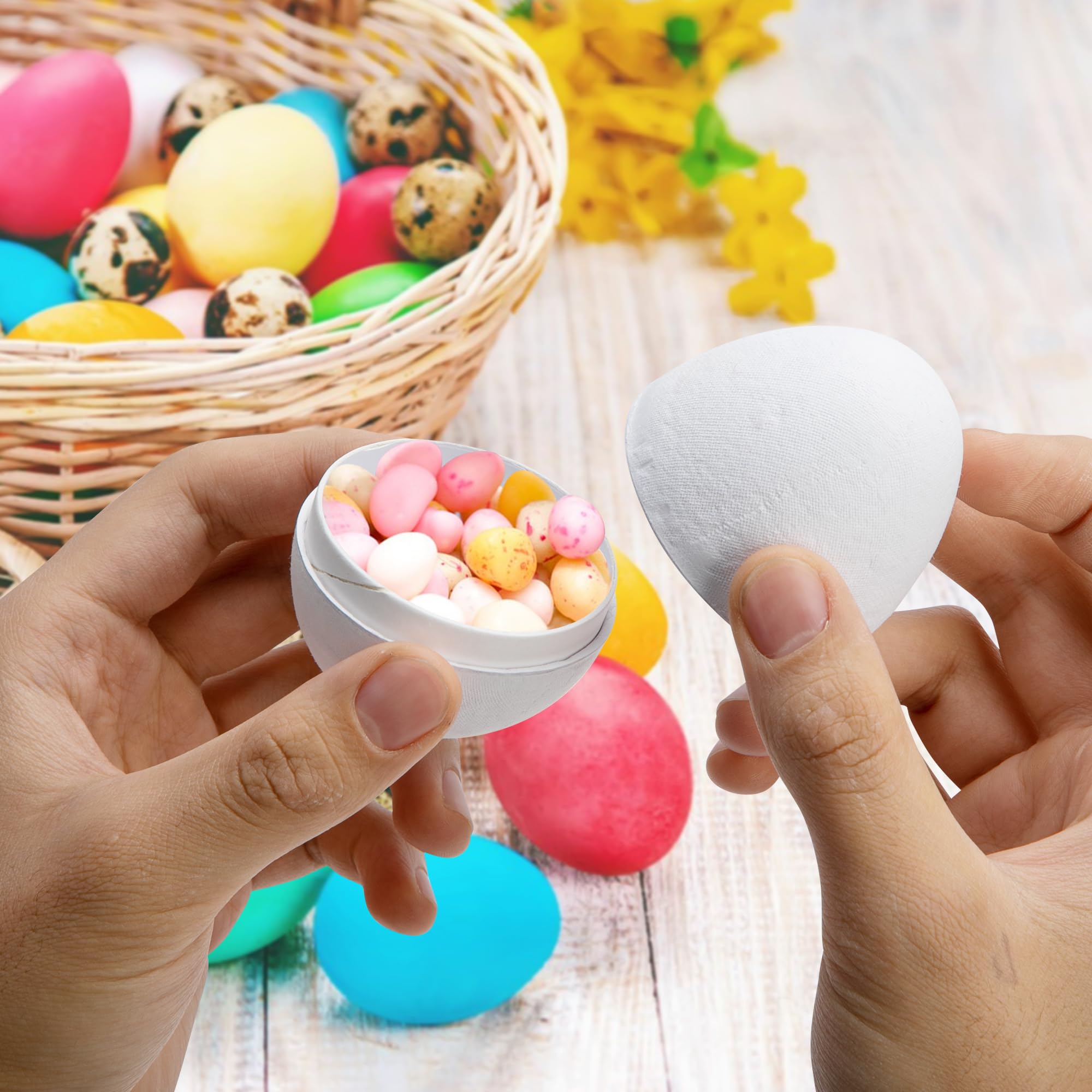 12 Pack DIY Paper Mache Easter Eggs - 3 Inch Blank Craft Eggs for Painting & Decorating | White Fillable Easter Basket Stuffers | Perfect for Easter Hunts, Party Favors & Home Decor Crafts