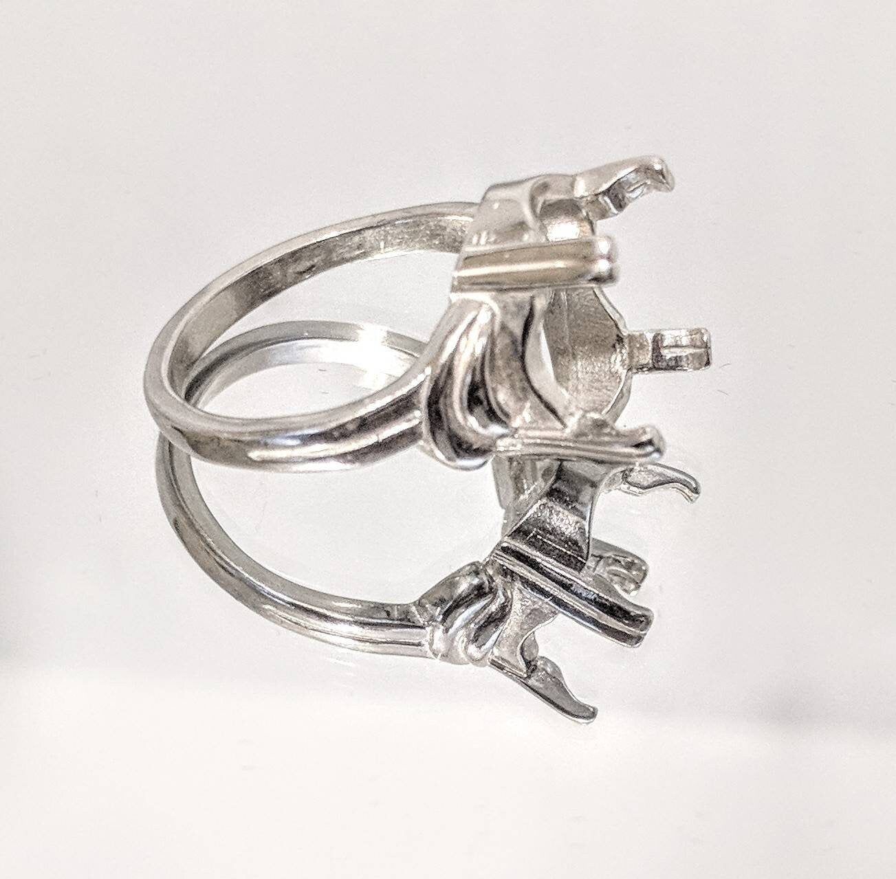 Solid Sterling Silver or 14K Gold 8x6mm & 16x12mm Oval Double Prong Ring Setting - Size 7 (163664/143664) - Perfect for Engagement Rings & Jewelry Making