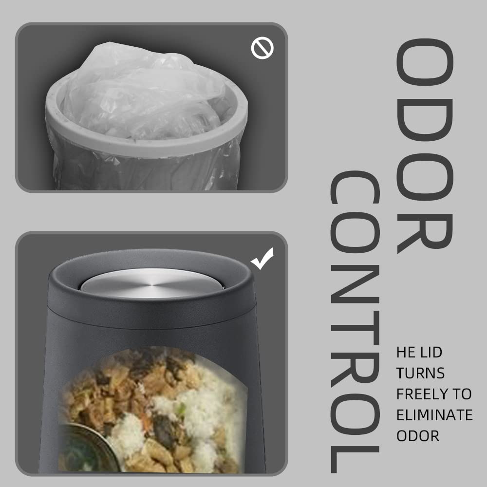 Brushed Stainless Steel 10L/3 Gallon Swing Lid Trash Can - Modern Bathroom & Kitchen Garbage Bin for Home, Office, Living Room & Bedroom | Space-Saving & Odor-Controlling Waste Solution