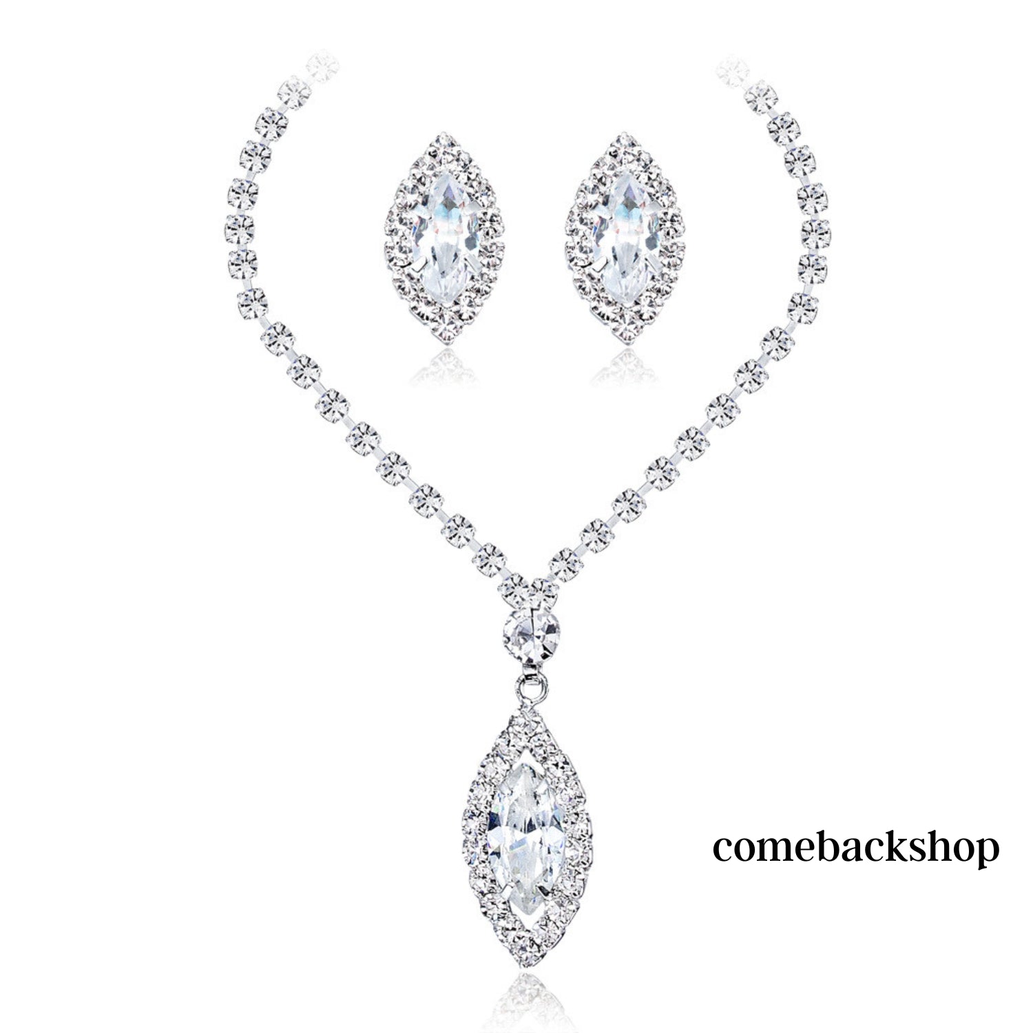 Elegant Floral Wedding Jewelry Set for Women - Necklace & Dangle Earrings | Bridal, Bridesmaid, Prom Party Accessories | Perfect for Weddings, Formal Events & Special Occasions