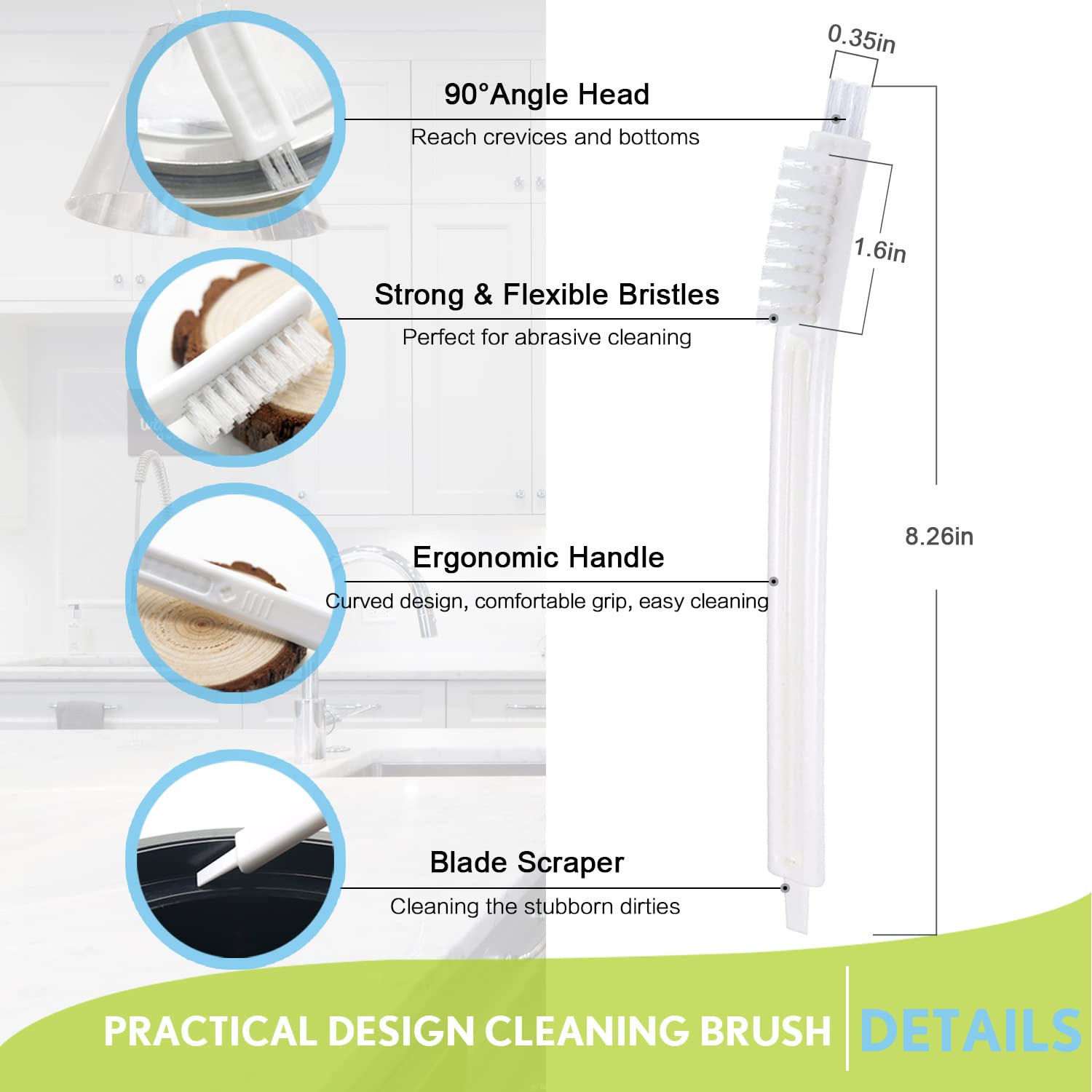 Small Scrub Brushes for Kitchen Cleaning - Tile, Sink & Appliance Scrubber Set for Home Use
