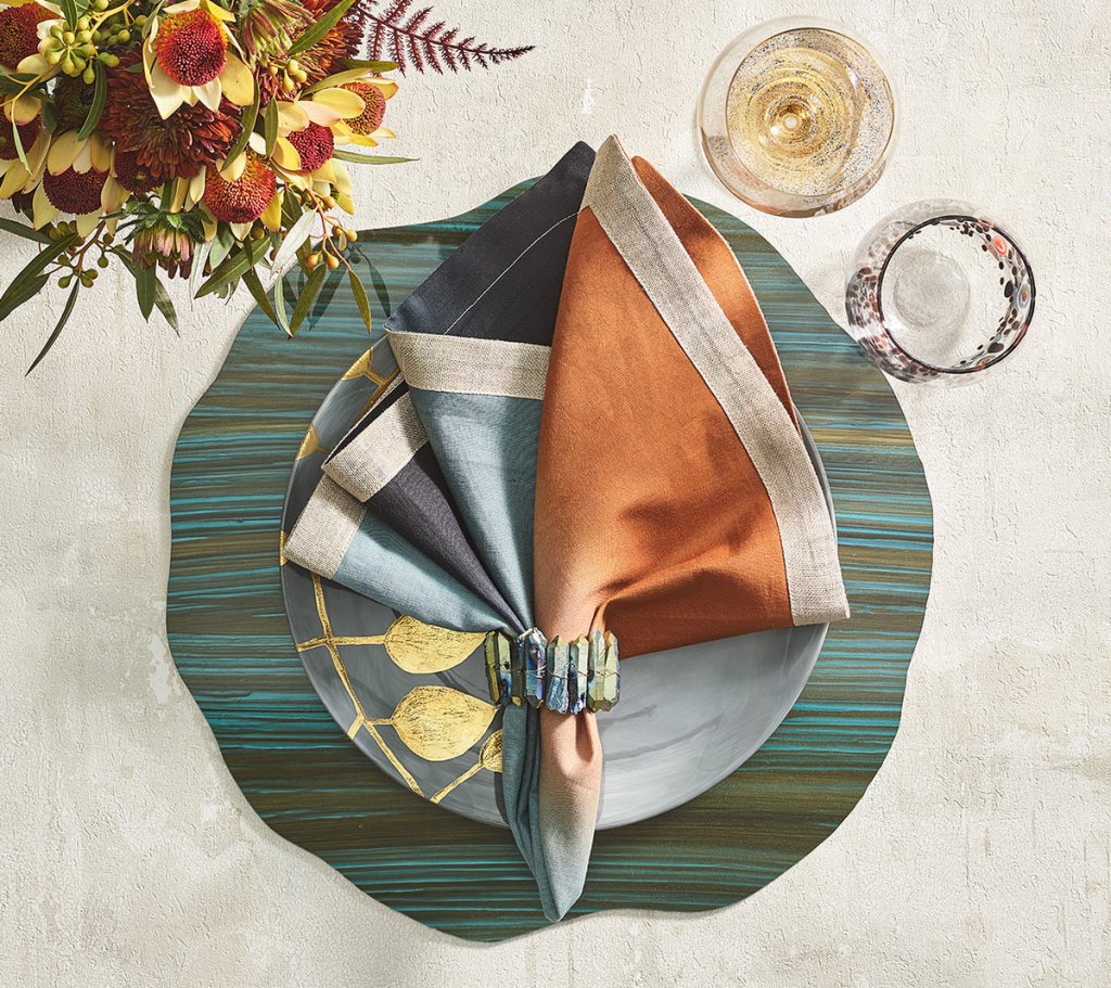 Premium Sage & Midnight Mica Placemats Set of 4 - Heat Resistant & Waterproof Table Mats for Dining, Parties, and Home Decor