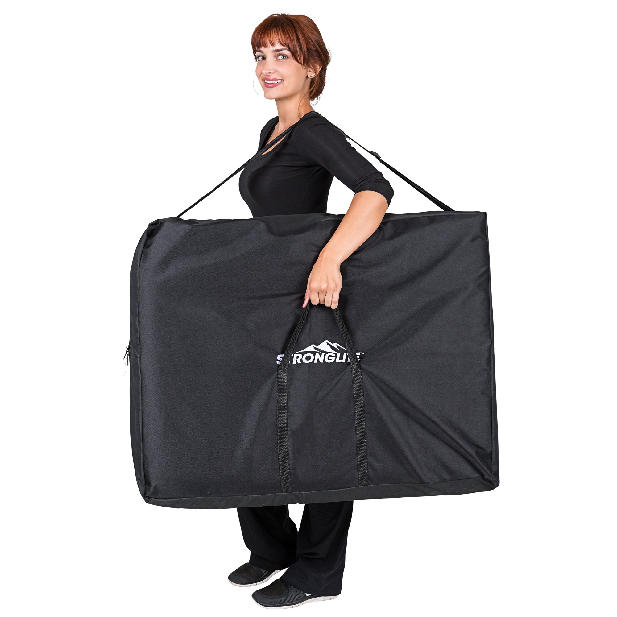 STRONGLITE Portable Massage Table with Adjustable Face Cradle - Professional All-in-One Therapy Table Set Includes Pillow, Half Round Bolster & Carrying Case - Perfect for Home Spa, Chiropractic Clinics & Mobile Massage Therapists (Black)