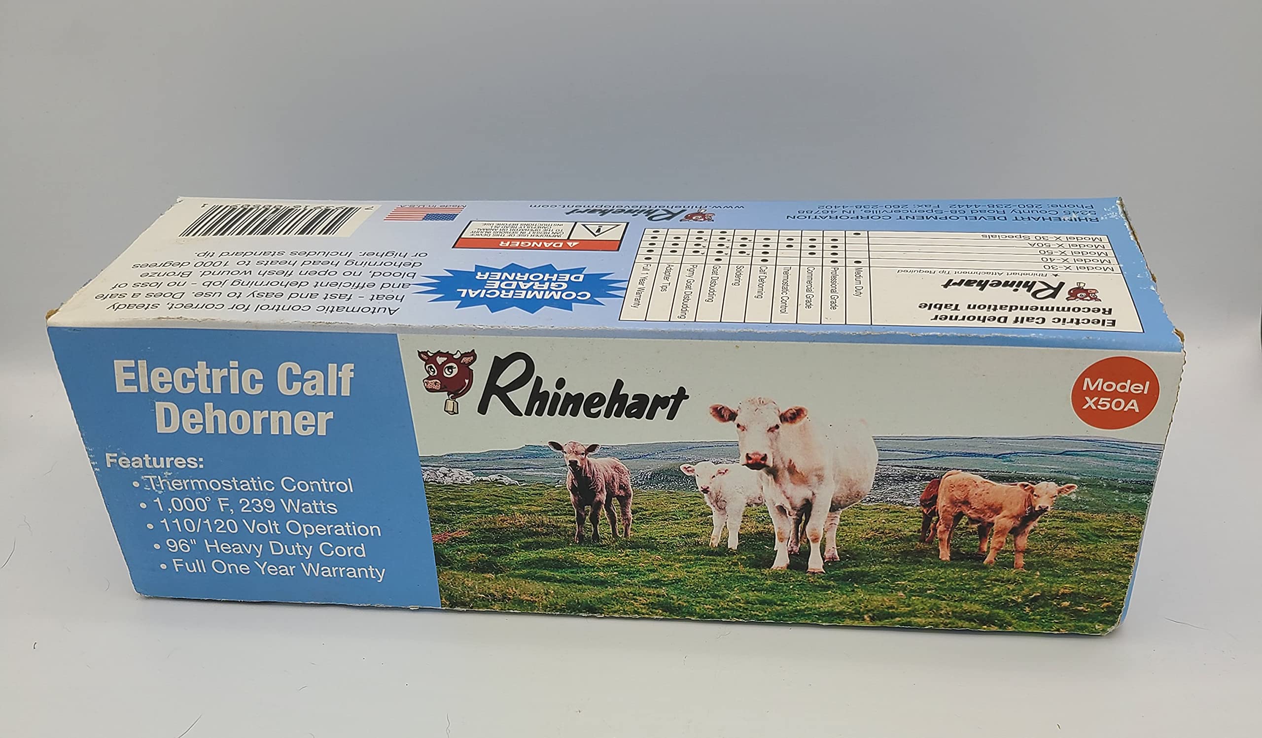 Rhinehart X-50A Electric Calf Dehorner - Professional Livestock Horn Removal Tool for Cattle - Perfect for Dairy Farms, Ranches & Veterinary Use