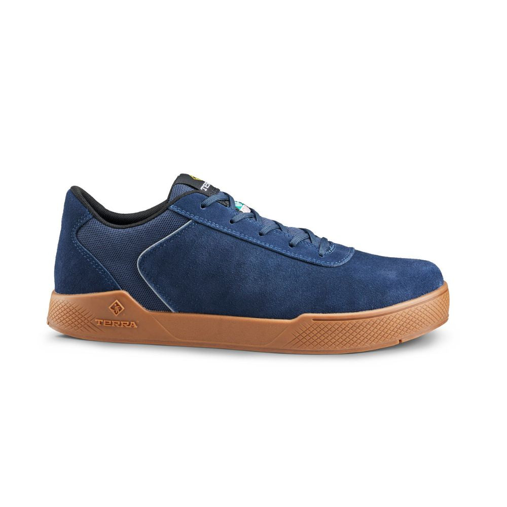**TR0A838YNVU Men's Aluminum Toe Skate Shoes - Lightweight Safety Sneakers for Work & Sports - Navy Blue - Non-Slip, Breathable for Construction, Warehouse & Skateboarding**