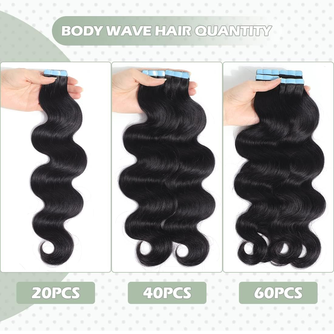 Urbeauty 40pcs 100g/pack Black Women Tape in Hair Extensions - 22 Inch Body Wave 100% Human Hair Weft, Invisible Seamless Skin Weft for Natural Look | Perfect for Daily Styling, Parties & Special Occasions