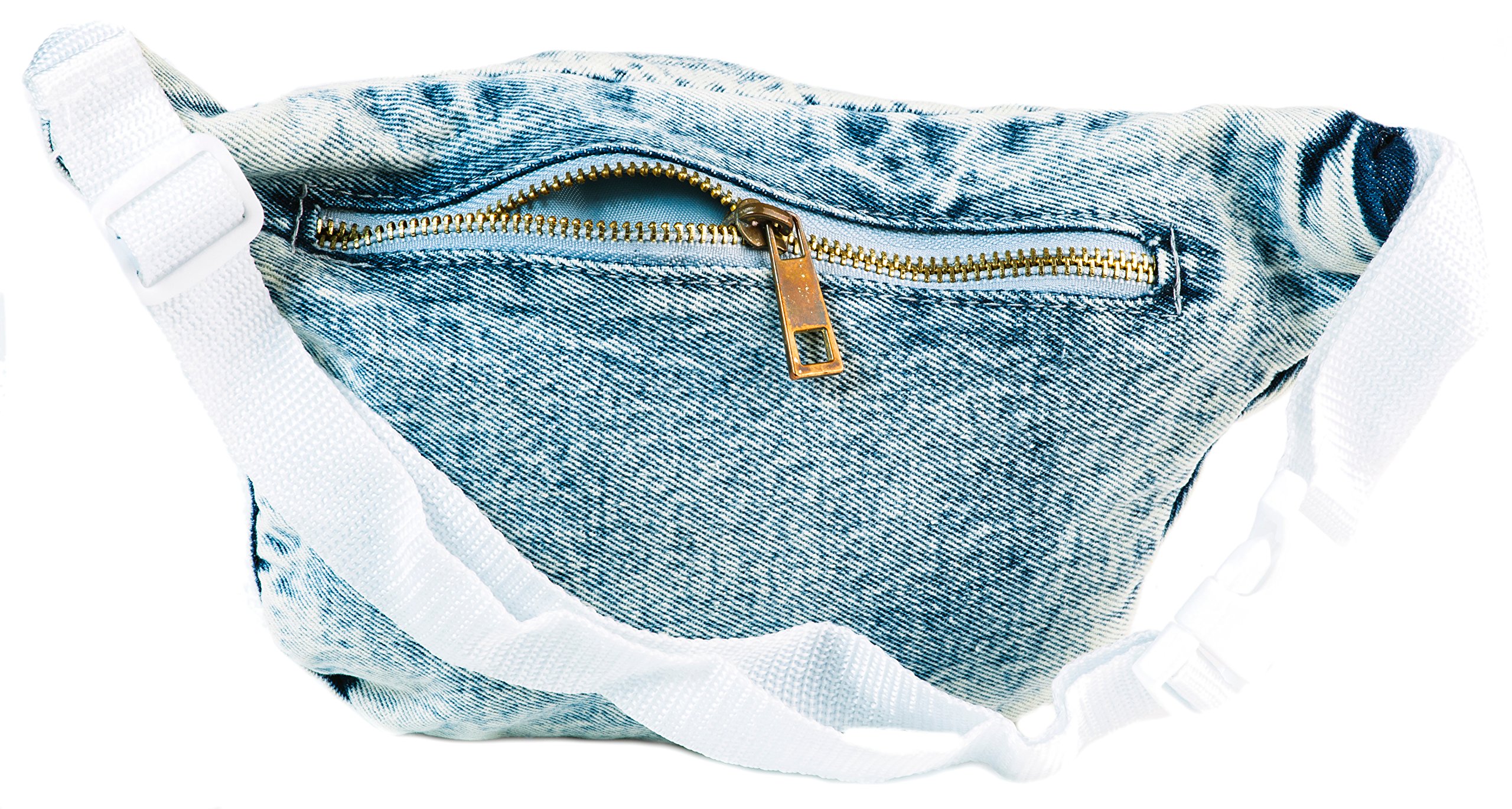 Funny Guy Mugs Premium Retro Denim Fanny Pack - Vintage Acid Wash Jean Waist Bag for Men & Women | Perfect for Travel, Hiking, Concerts & Everyday Use