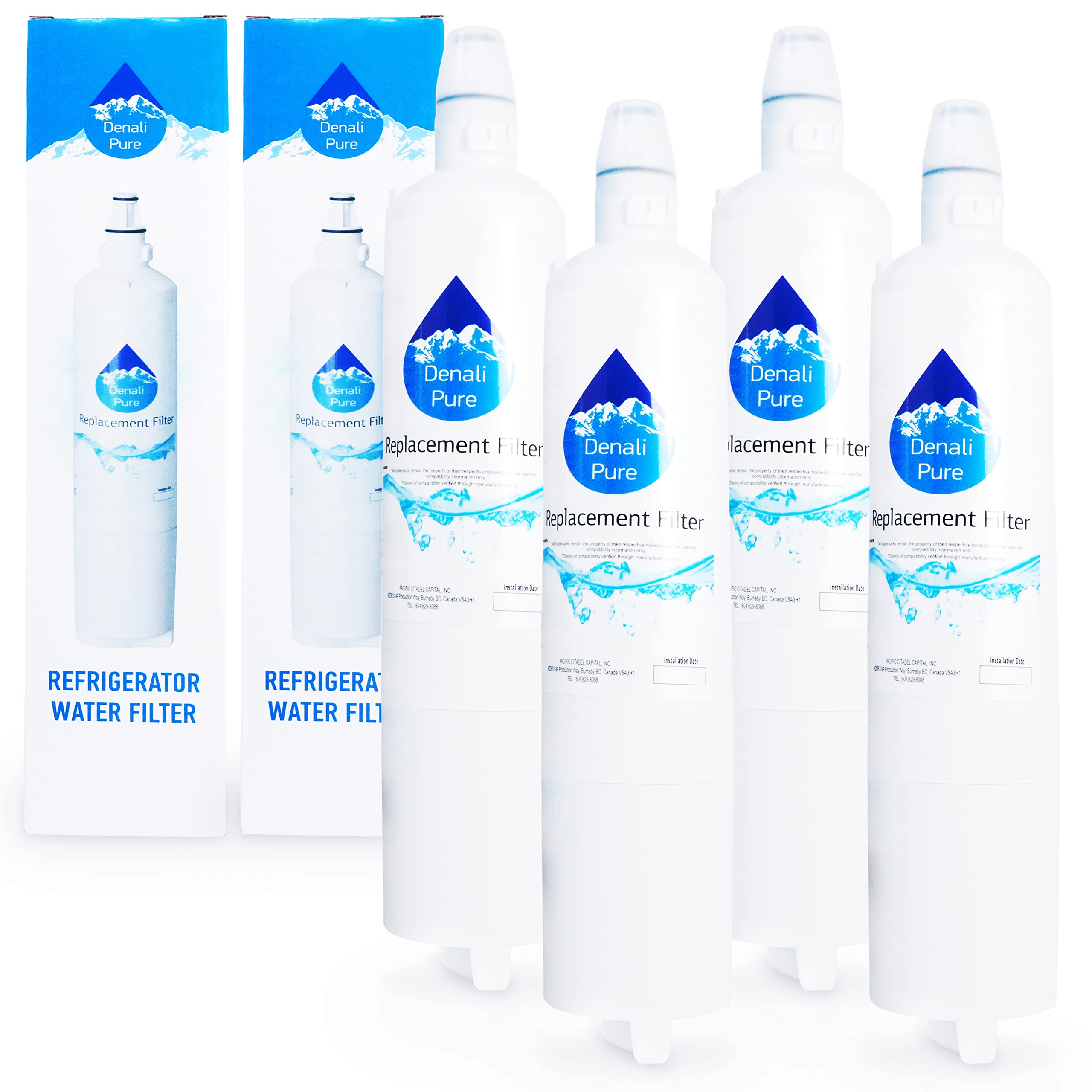 4-Pack Kenmore/Sears 79575552401 Refrigerator Water Filter Replacement - Compatible with 46-9990 Fridge Water Filter Cartridge | Pure Drinking Water for Home & Office Use