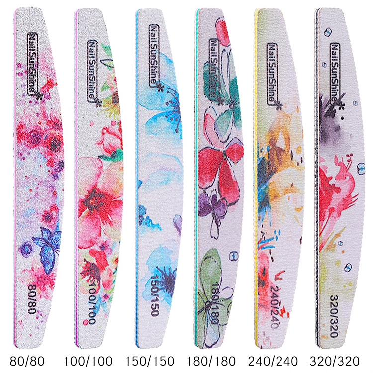 6PCS Professional Nail File Set for Manicure - Flower Design Emery Boards for Natural & Acrylic Nails - Perfect for Home Salon, Travel & DIY Nail Care
