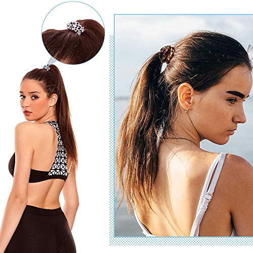 FAMEZA 16-Piece Leopard Print Silk Hair Scrunchies - Soft Ponytail Holders, Hair Bands & Elastics for Women & Girls - Perfect for Work, Gym, Parties & Everyday Use