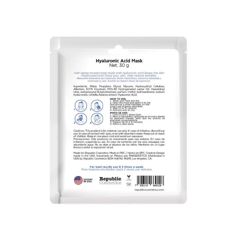 Republic Cosmetics Hyaluronic Acid Face Mask - Hydrating & Anti-Aging Skincare for Dry Skin - Perfect for Daily Use & Spa Nights