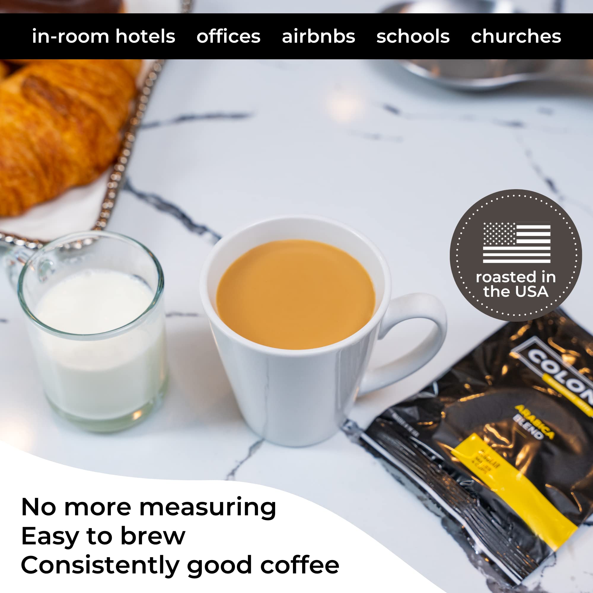 Premium Dark Roast Ground Coffee Portion Packs (50 Count, 0.5oz Each) - Compatible with 4-Cup Drip Coffee Makers - Perfect for Hotels, Offices & Home Brewing Convenience