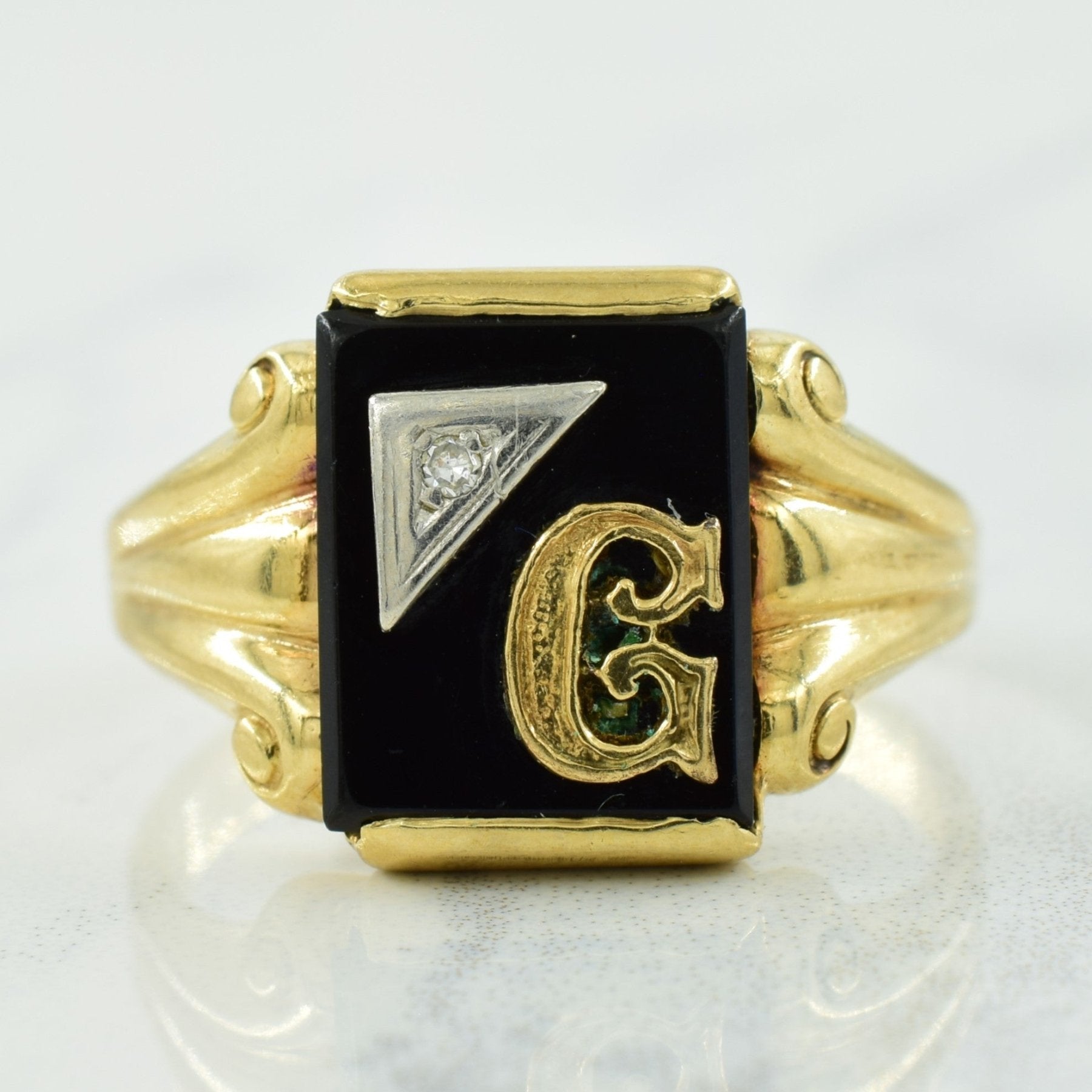 Black Onyx & Diamond Ring for Women | 3.80ct Onyx, 0.01ct Diamond | Size 10.25 | Elegant Statement Jewelry for Evening Wear & Special Occasions