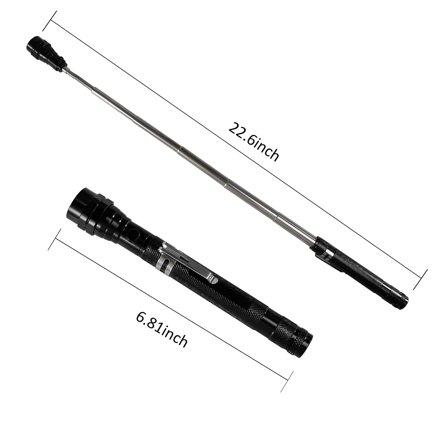 Magnetic LED Flashlight - Telescoping Pickup Tool for Men, Perfect Gift for Dad, Husband, Father's Day, Stocking Stuffer from Wife, Daughter or Son - Great for Camping, Hiking, Garage & Emergency Use