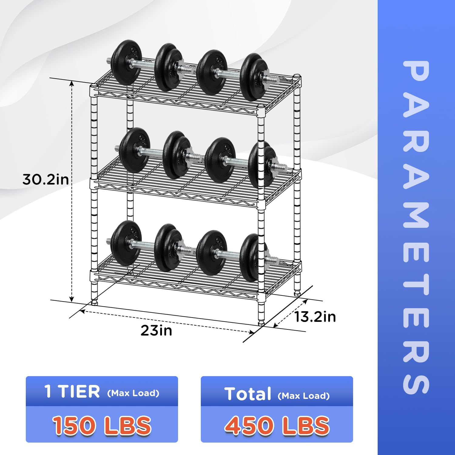 FDW 3-Tier Adjustable Metal Storage Shelves - 13