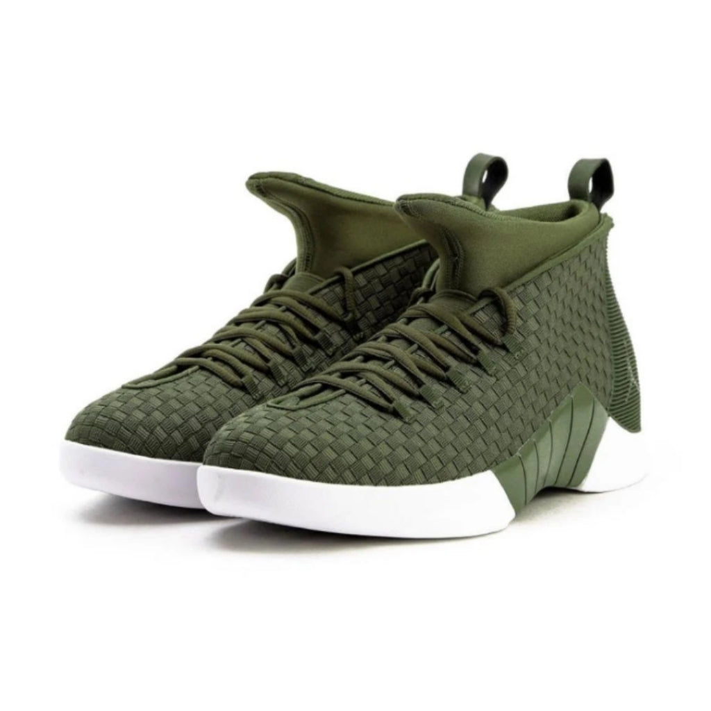 Air Jordan 15 Retro PSNY Woven Olive Basketball Shoes - Men's High-Top Sneakers for Streetwear & Casual Wear