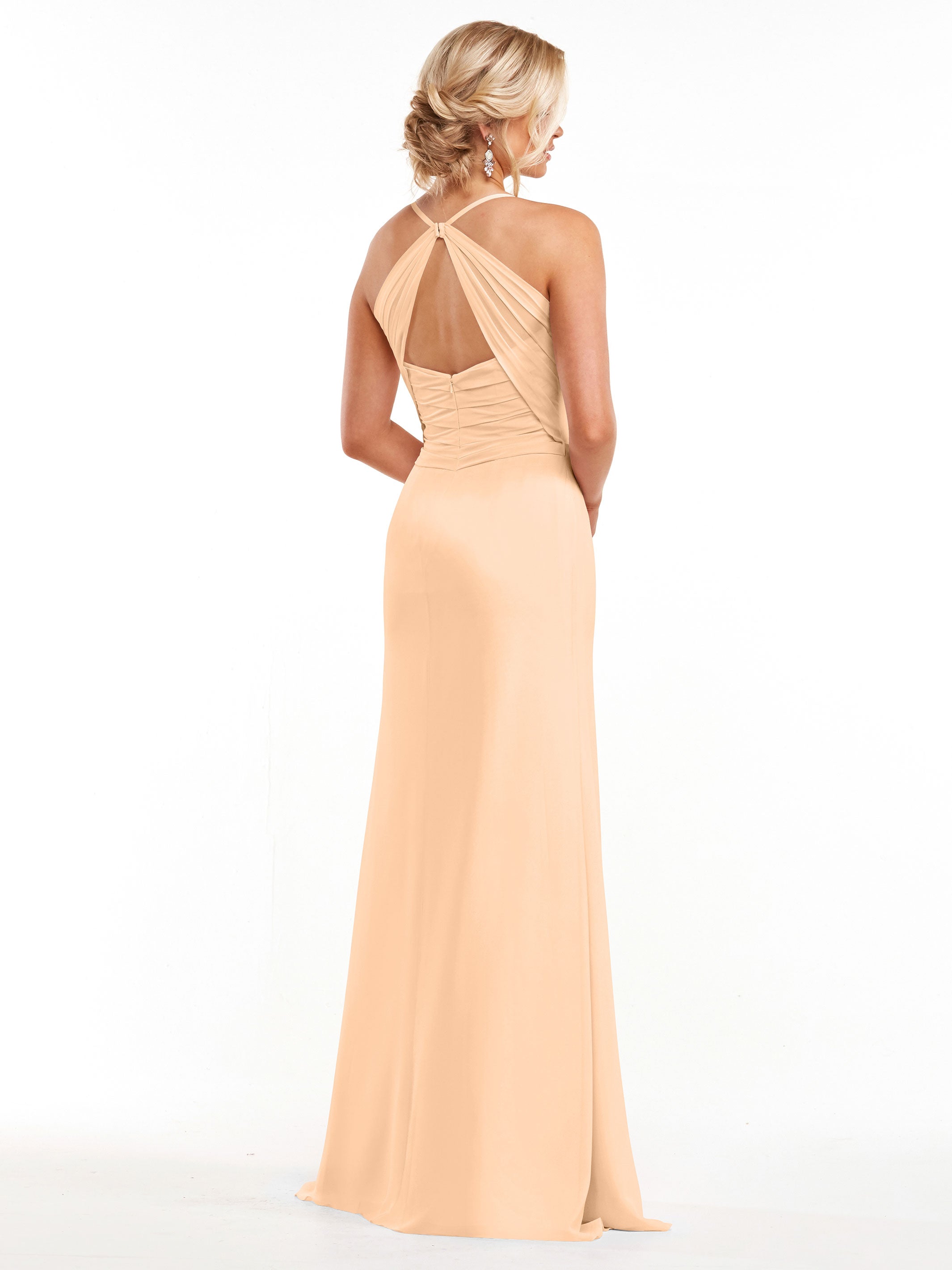Elegant A-Line Chiffon Bridesmaid Dress with High Slit - Perfect for Weddings, Formal Events & Evening Parties